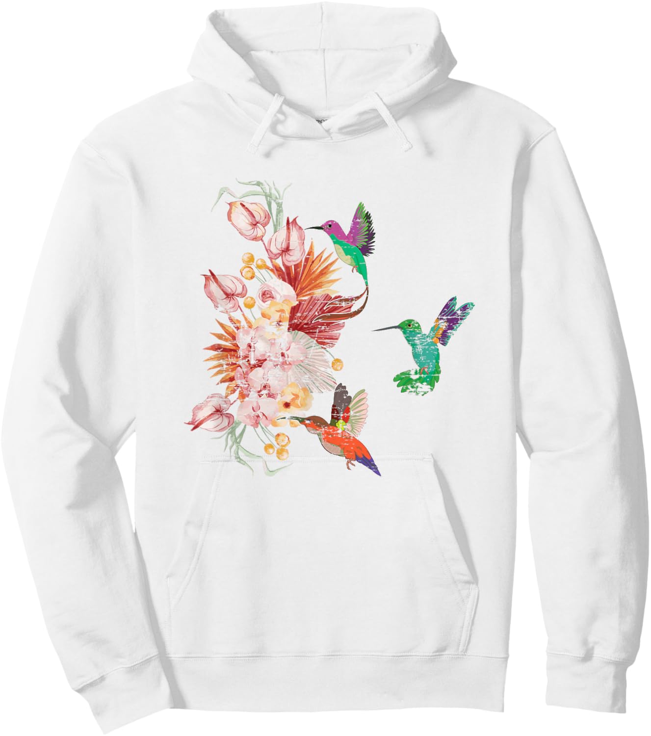 Hummingbird Lover Nature Bird Vintage Flower Hummingbird Hoodie - Hoodie | White