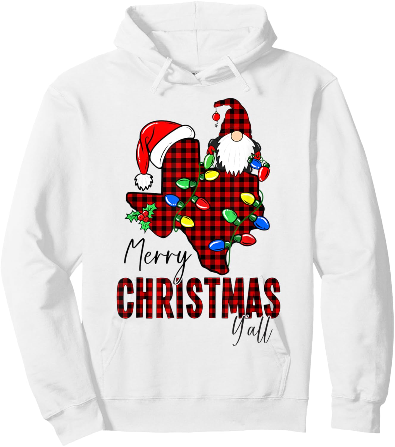 Merry Christmas Y'all Texas State Red Plaid Hoodie - Hoodie | White