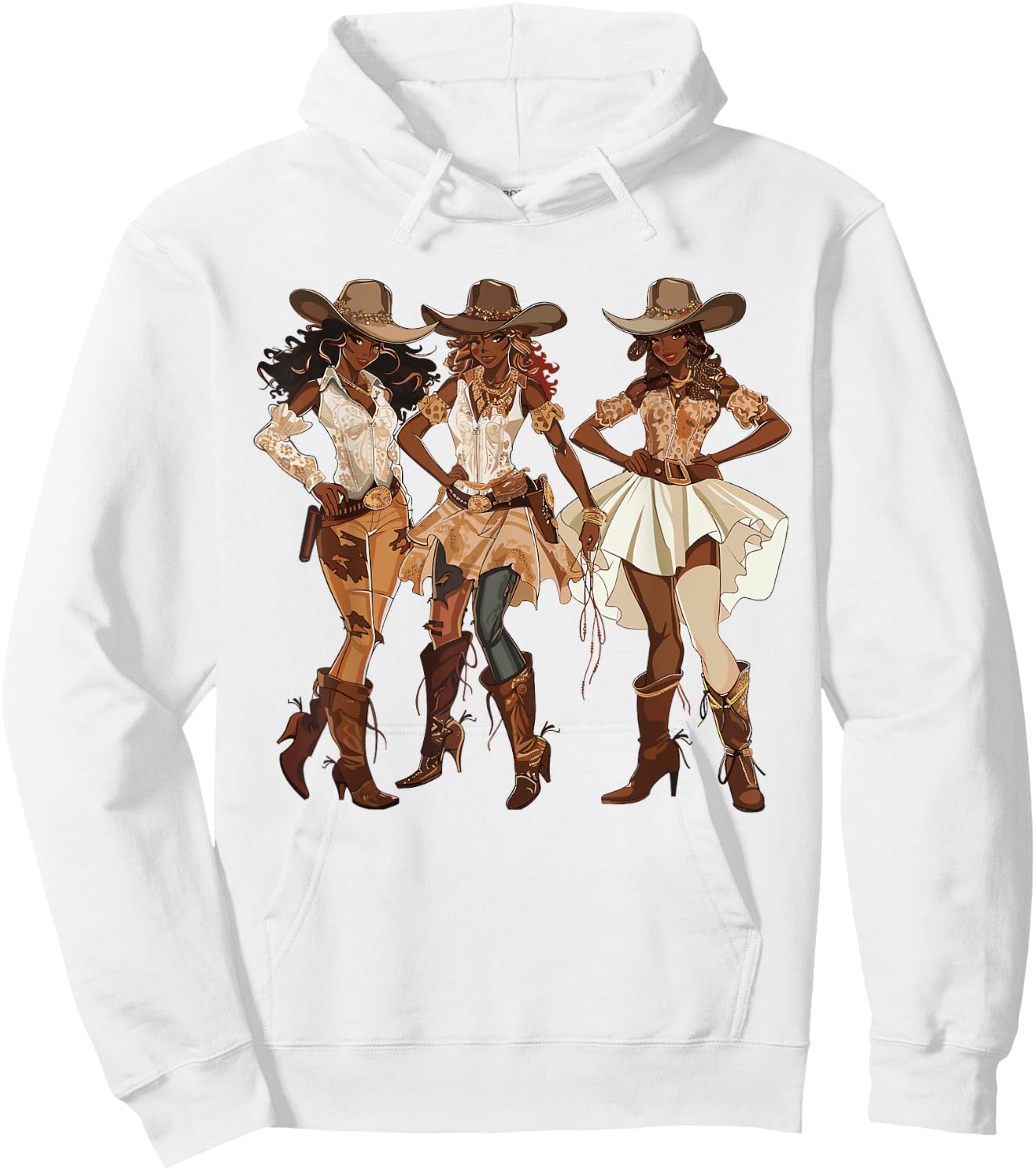 Black African American Cowgirl Western Country Texas Rodeo Hoodie - Hoodie | White