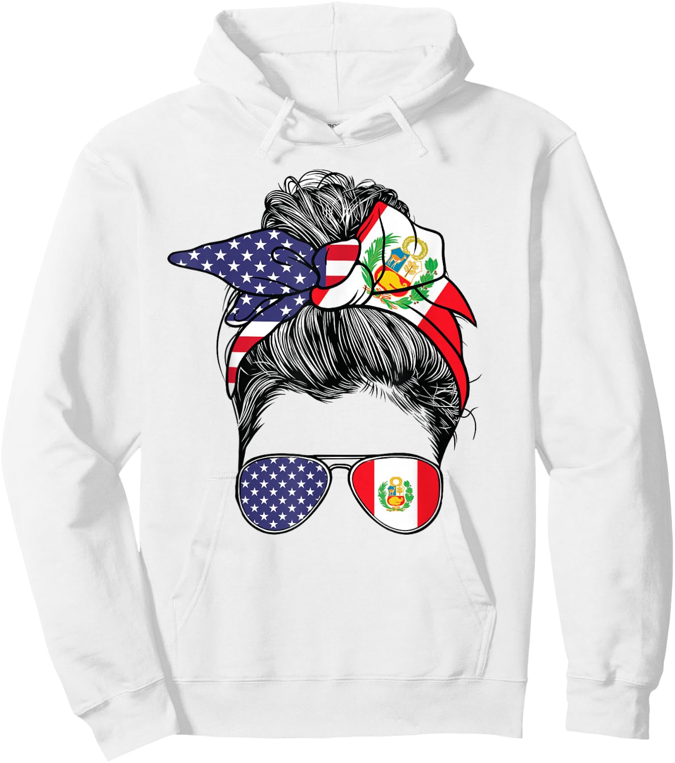 Peruvian Women Girl USA Heritage American Peru Flag Hoodie - Hoodie | White