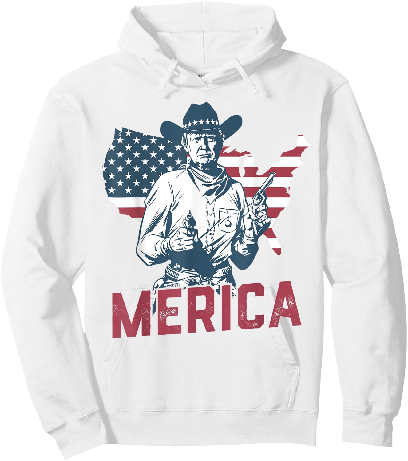 'MERICA TRUMP Happy 4th Of July Trump American Flag Gifts Hoodie - Hoodie | White