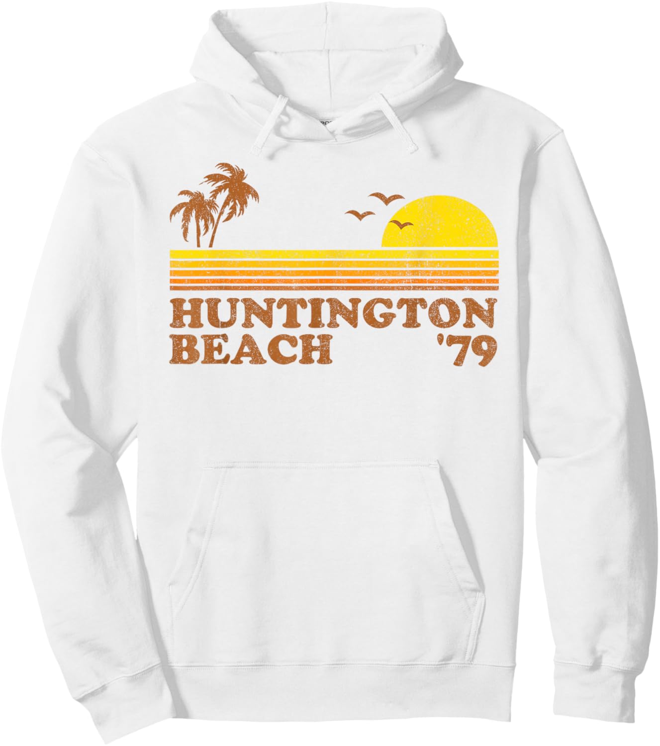 Vintage Huntington Beach California Retro Sunset 70's Gift Hoodie - Hoodie | White
