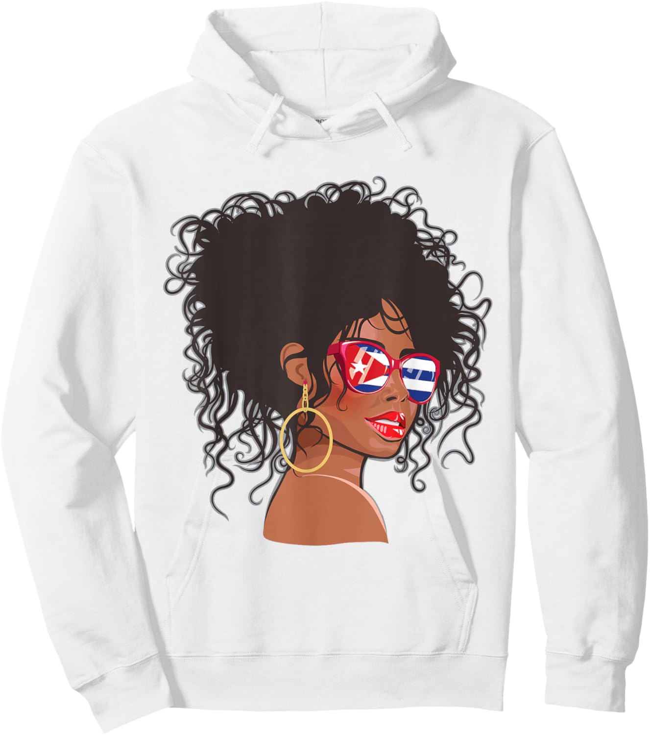 Afro Hair Cuban Flag Shirt Women Black Melanin Queen Cuban Hoodie - Hoodie | White