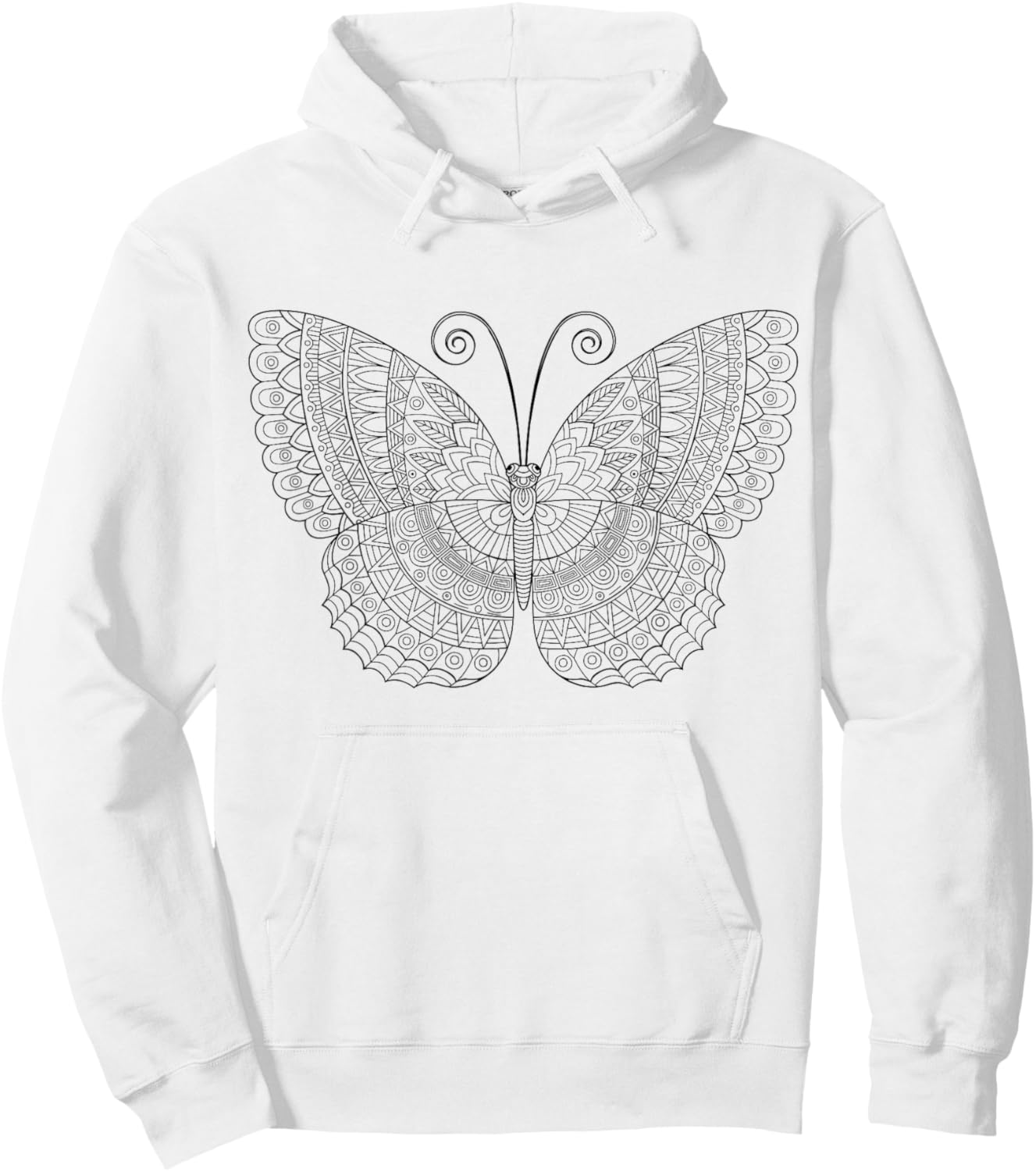 Butterfly mandala for children to paint and color in Hoodie - Hoodie | White