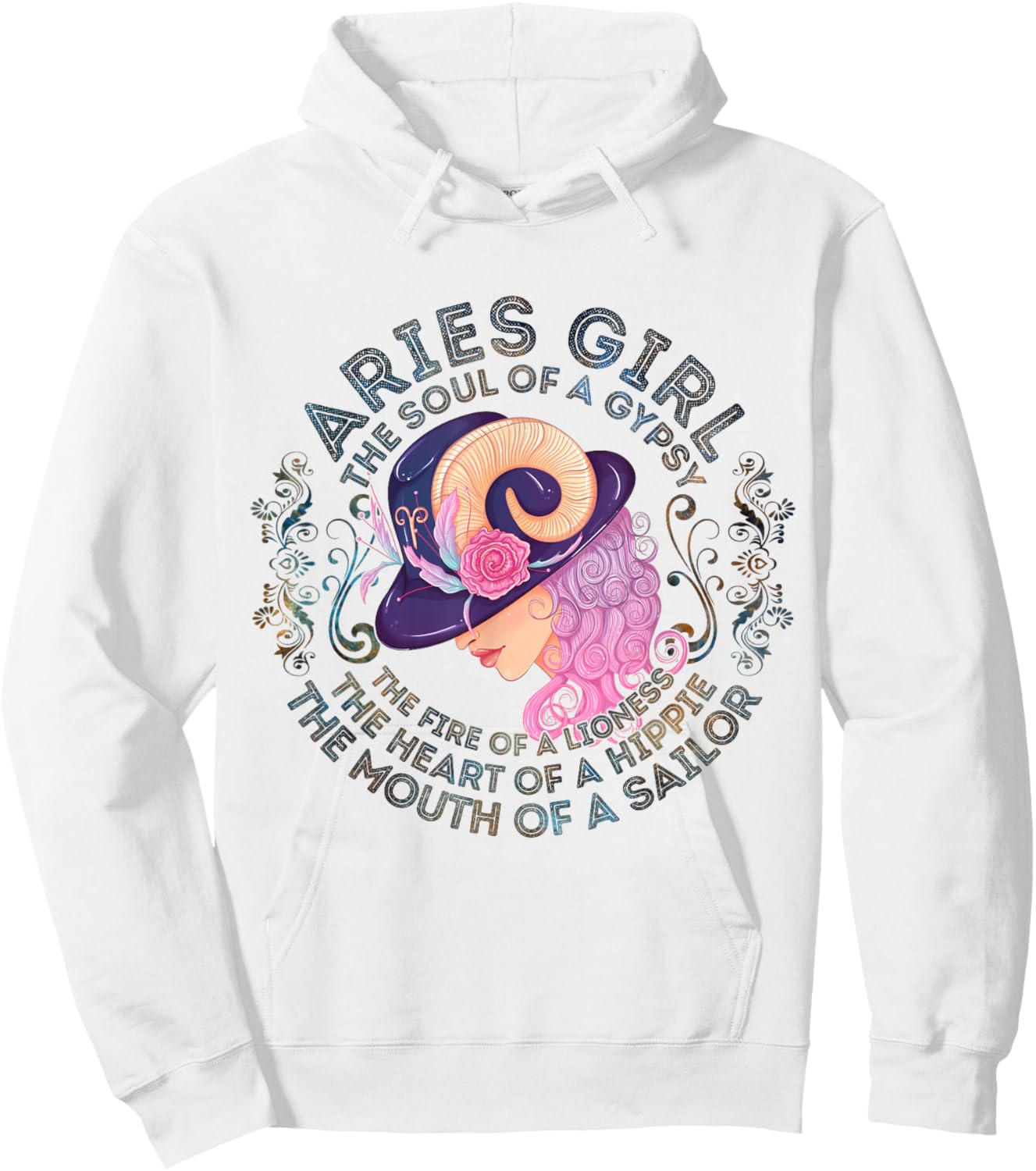 Aries Girl The Soul Of A Gypsy Birthday Hippie Soul Hoodie - Hoodie | White