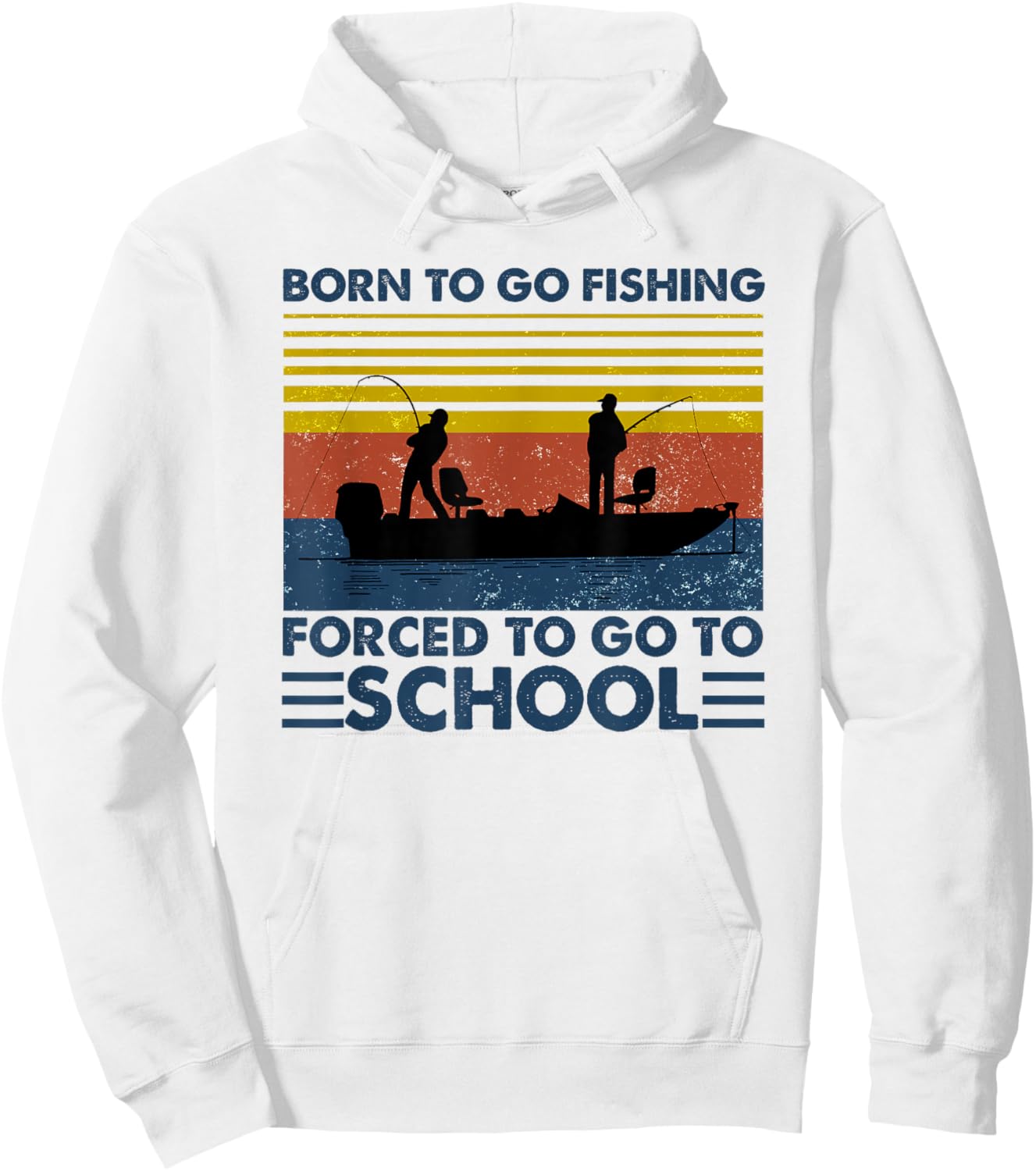Kids Fishing Shirt Born to Go Fishing Forced to Go to School Hoodie - Hoodie | White
