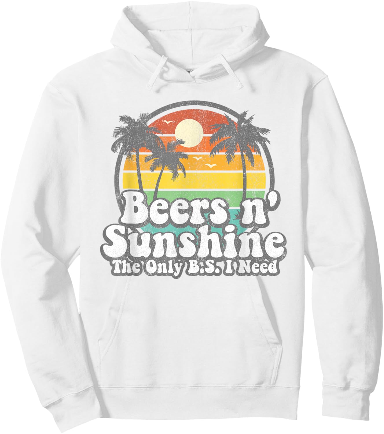 The Only BS I Need is Beers and Sunshine Retro Beach Gift Small Hoodie - Hoodie | White