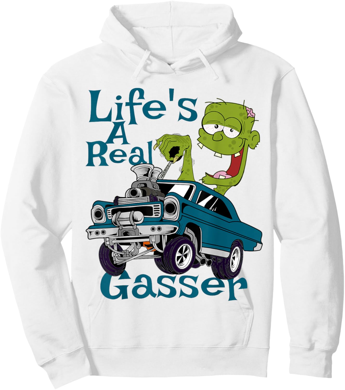 Hot Rod Gasser Outlaw Drag Racing Blown Street Car Hoodie - Hoodie | White