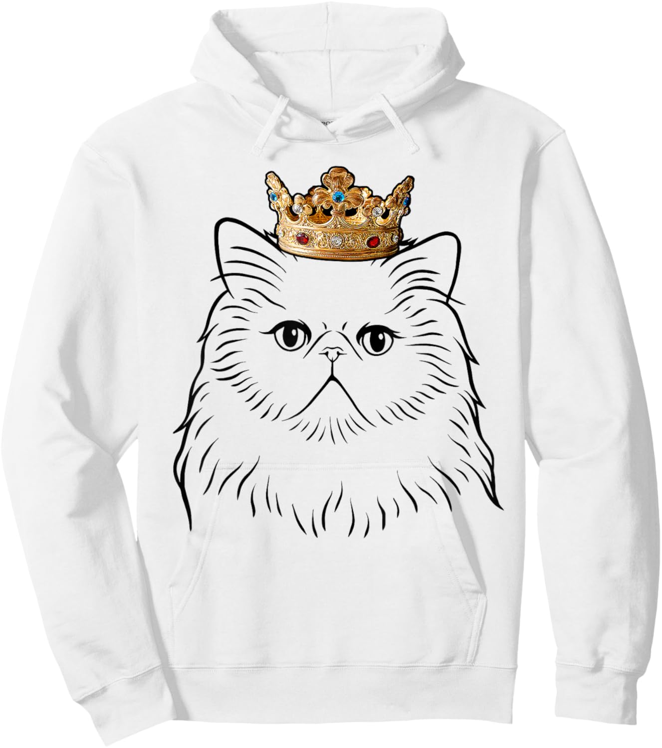 Persian Cat Wearing Crown Hoodie - Hoodie | White