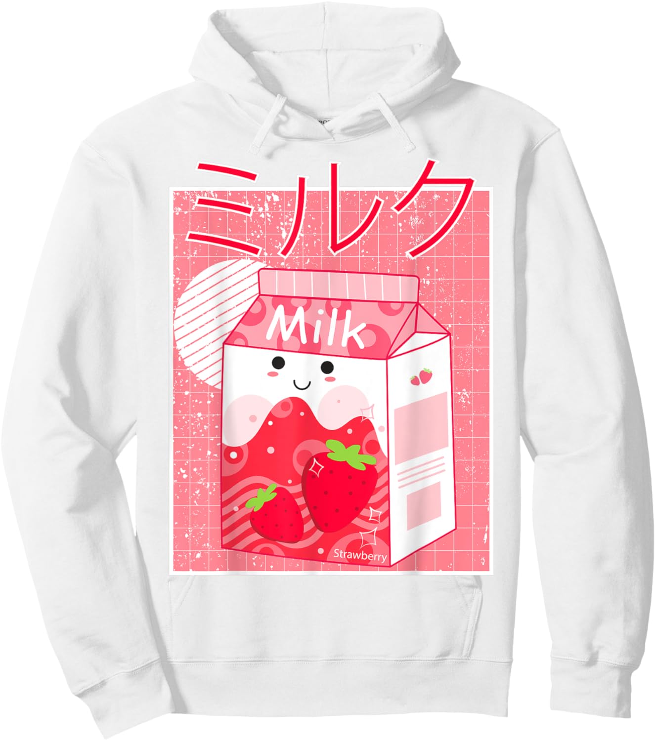 Pink Strawberry Milk Shake Kawaii pastel Goth Japanese 90's Hoodie - Hoodie | White