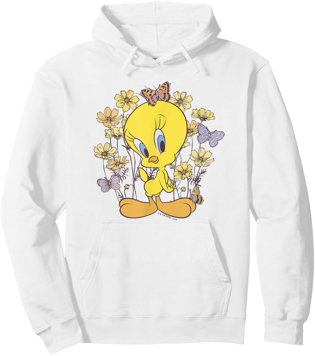 Looney Tunes Tweety And Butterflies Floral Hoodie - Hoodie | White