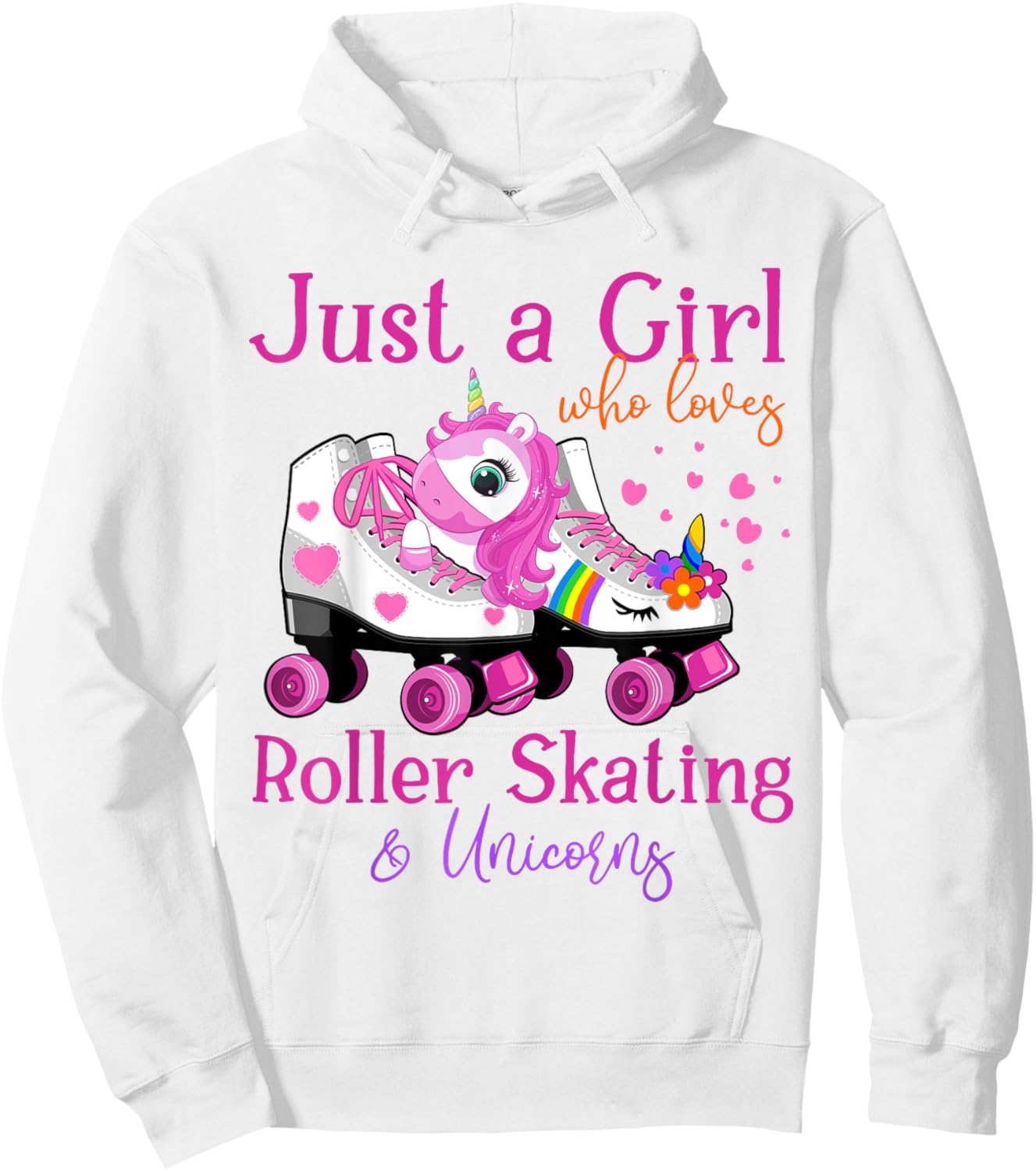 Just A Girl Who Loves Roller Skating & Unicorns Roller Skate Hoodie - Hoodie | White