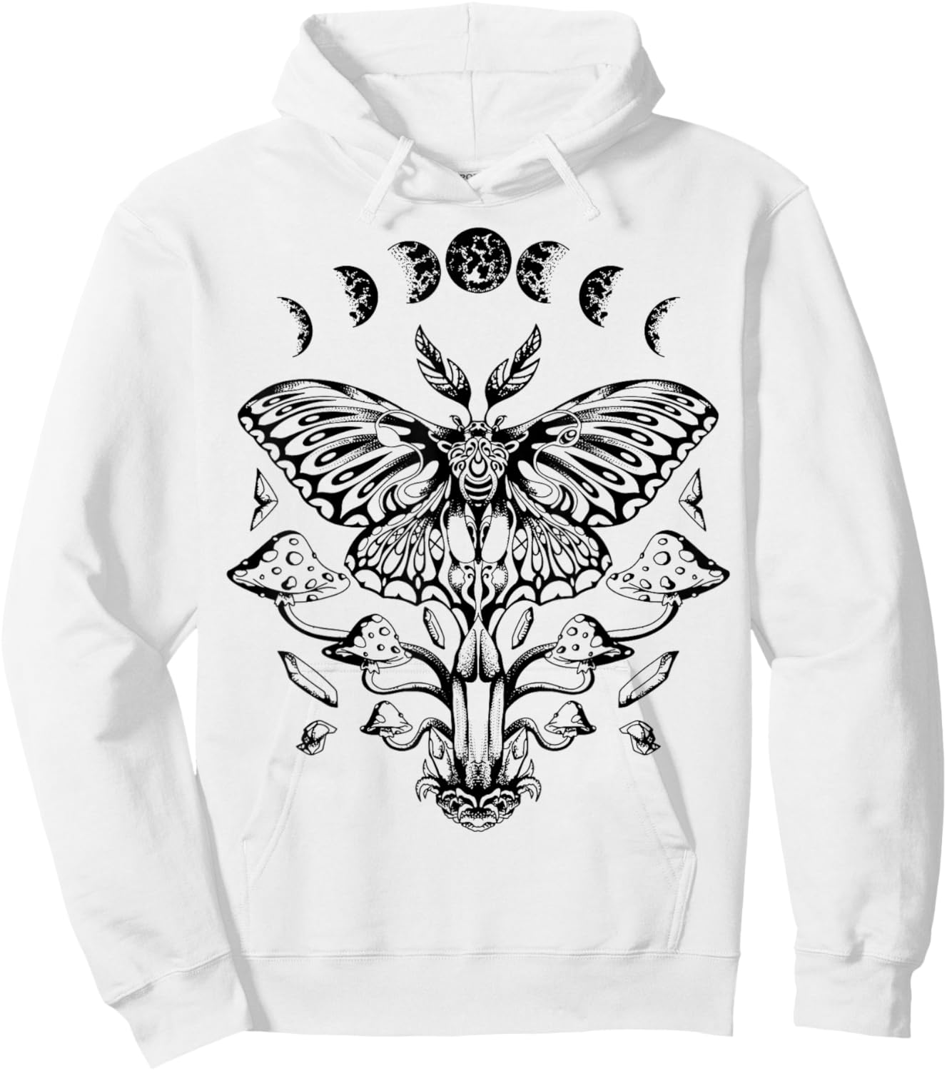 Moth Moon Phases Tarot Butterfly Hoodie - Hoodie | White
