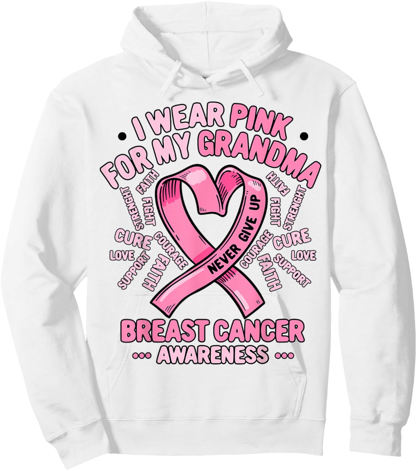 Breast Cancer Awareness Month I Wear Pink For My Grandma Hoodie - Hoodie | White