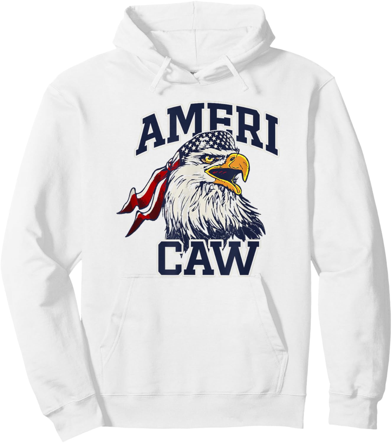 Trendy Ameri Caw American Biker Eagle Hoodie - Hoodie | White