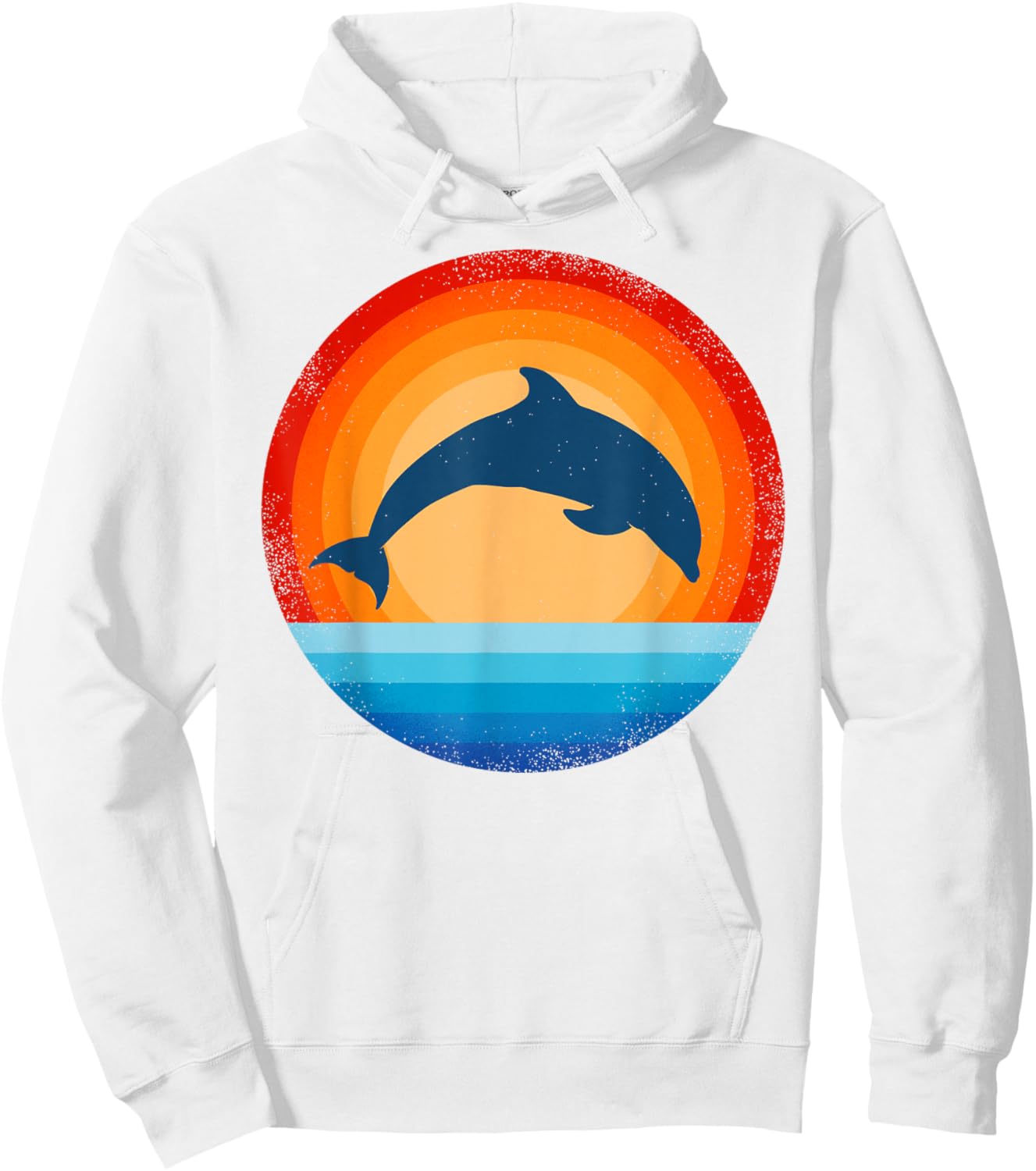 Dolphin Retro Vintage 60s 70s Sunset Sea Animal Men Women Hoodie - Hoodie | White