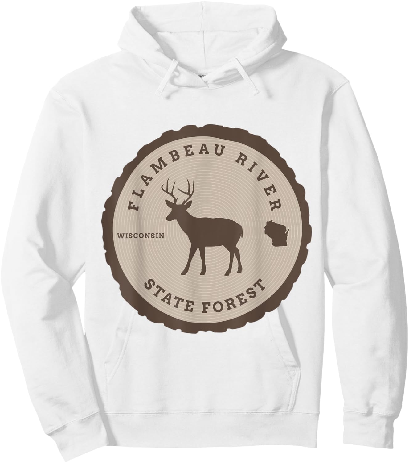 Flambeau River State Forest Wisconsin WI Outdoors Deer Hoodie - Hoodie | White