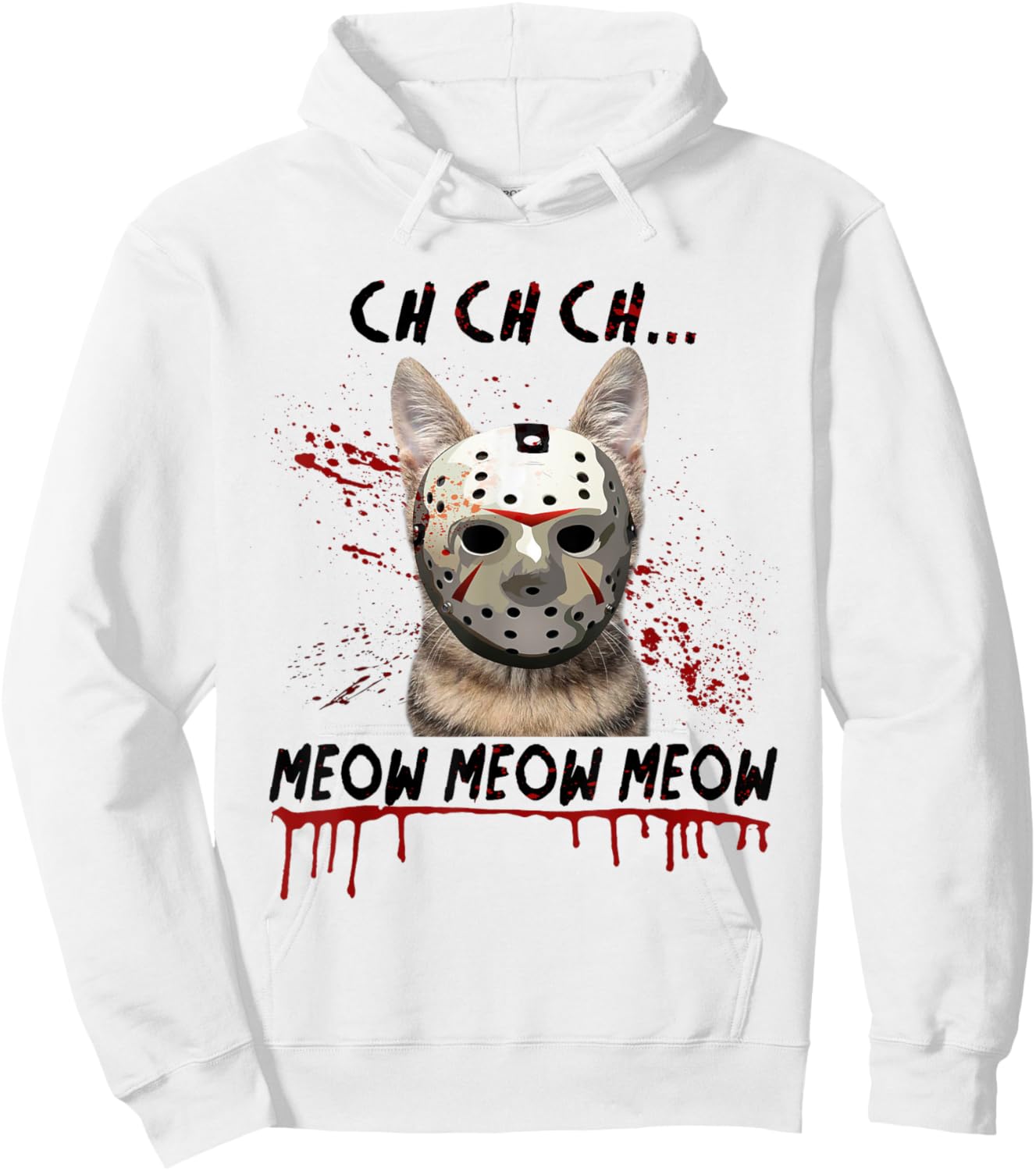 Ch Ch Ch Meow Meow Scary Friday Costume Halloween Cat Hoodie - Hoodie | White