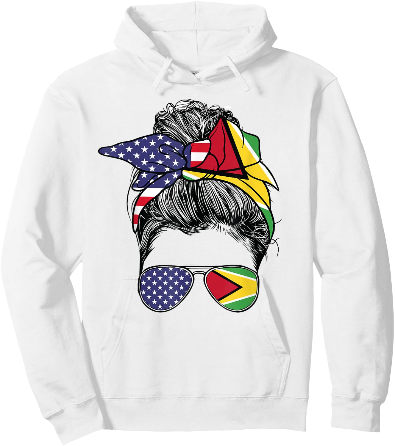 Guyanese Women Girl USA Heritage American Guyana Flag Hoodie - Hoodie | White