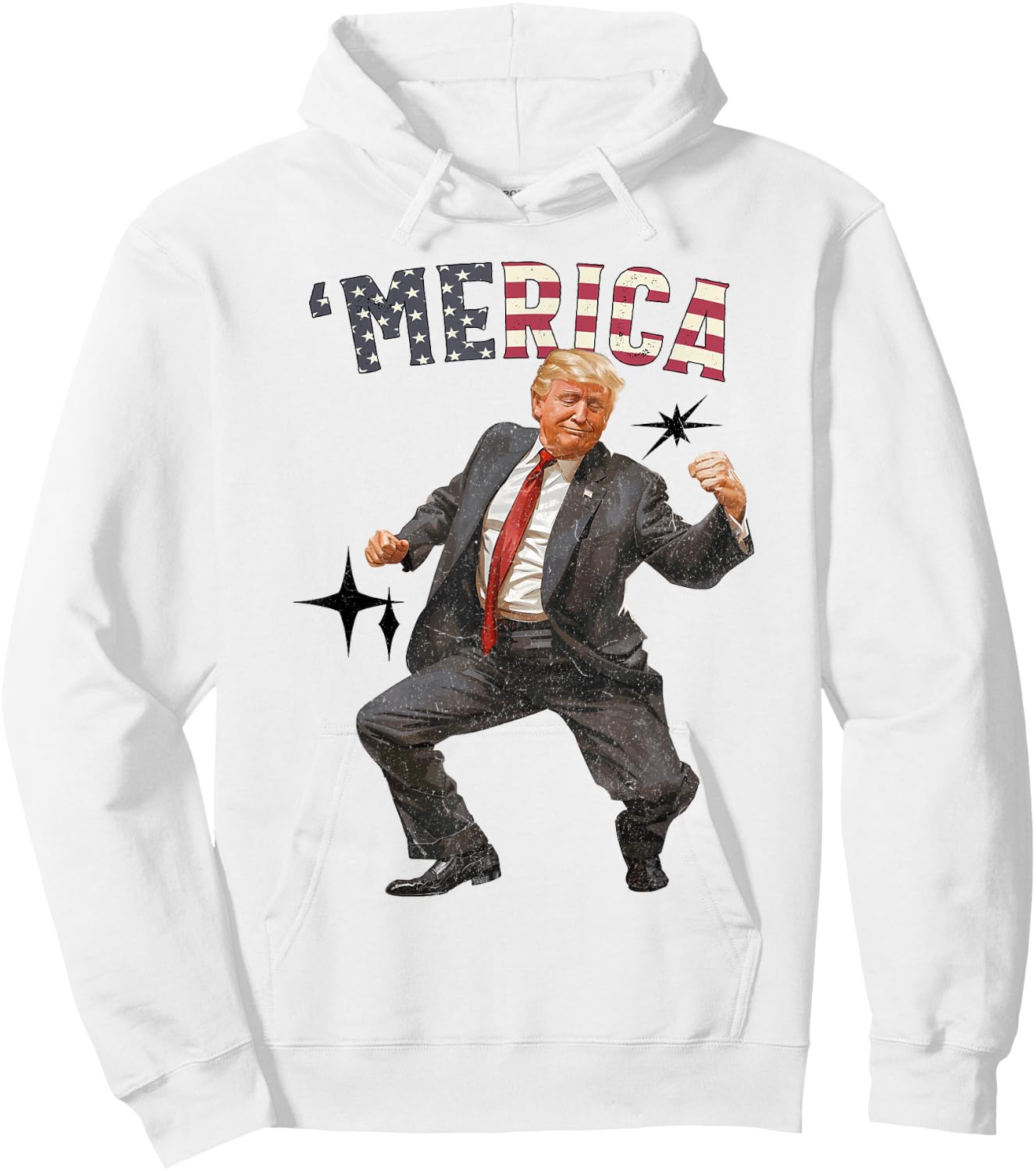 'MERICA TRUMP Happy 4th Of July Trump American Flag Gifts Hoodie - Hoodie | White