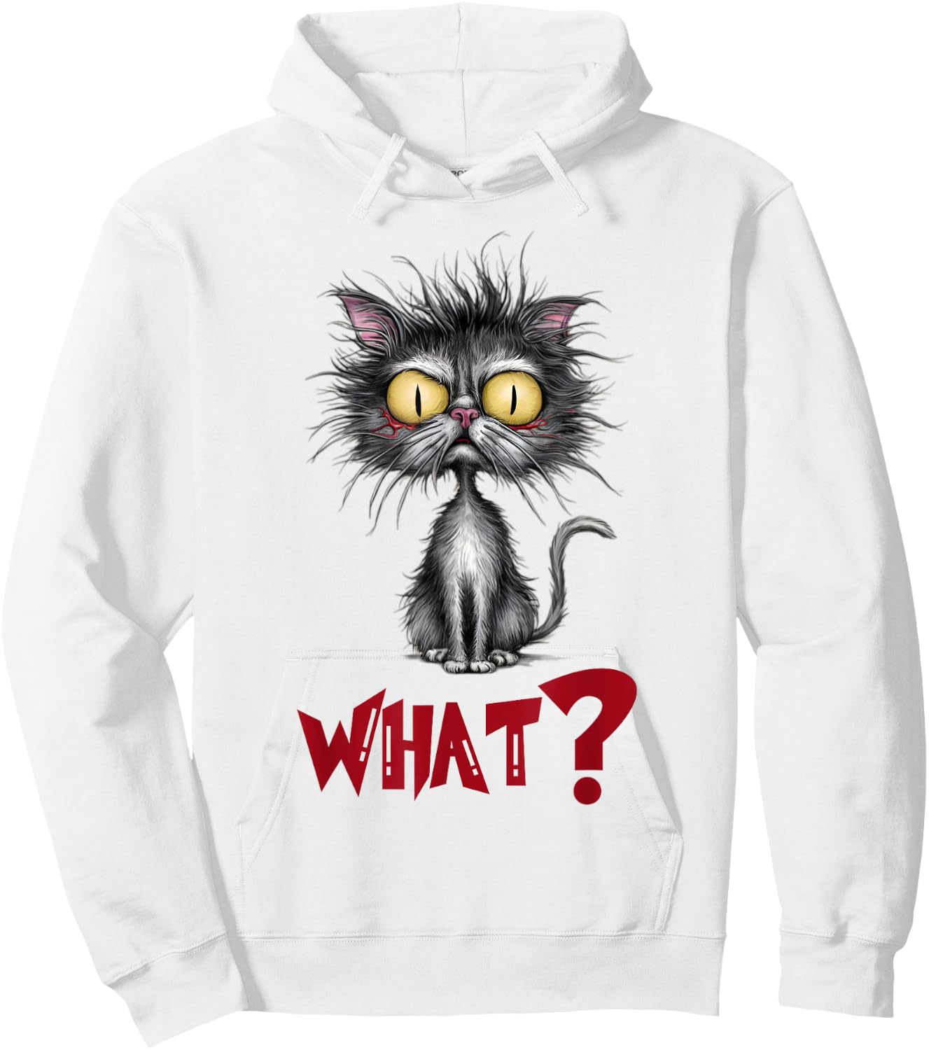 Cat What? Funny Cat Meme Women Hoodie - Hoodie | White