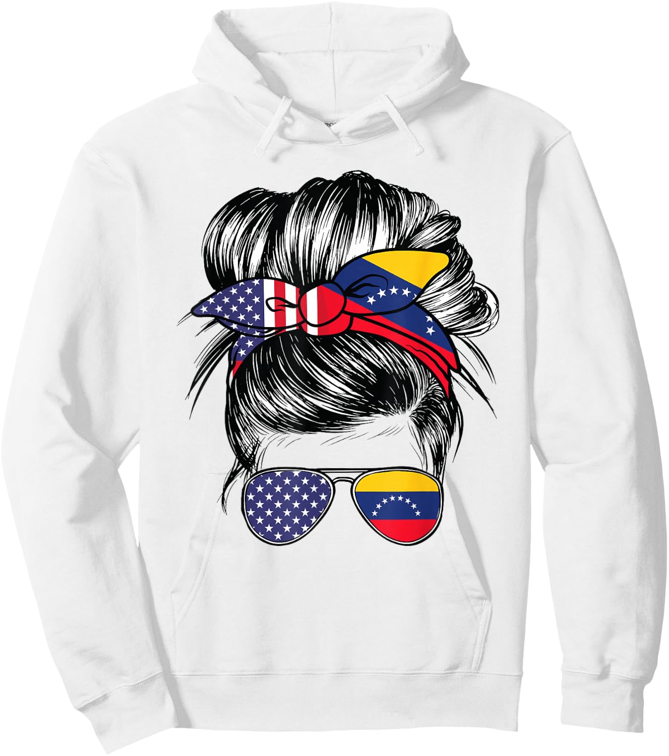 Venezuela Flag American Women Girl USA Heritage Venezuelan Hoodie - Hoodie | White