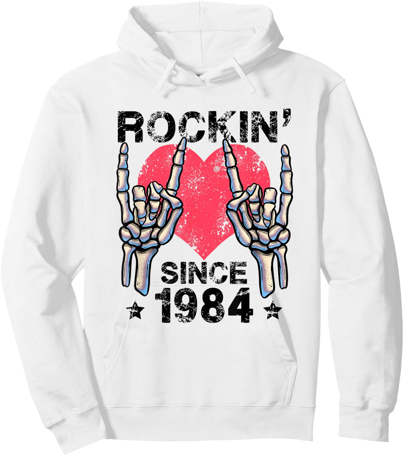 Rockin Since 1984 Rock&Roll Birthday Retro Rock And Roll Hoodie - Hoodie | White