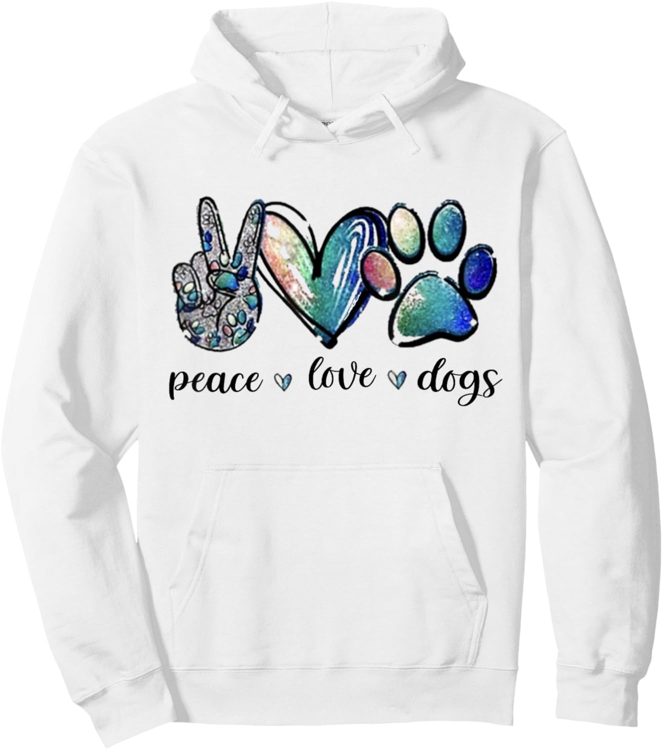 Dog Lover Peace Love Dogs Puppy Paw Women Hoodie - Hoodie | White