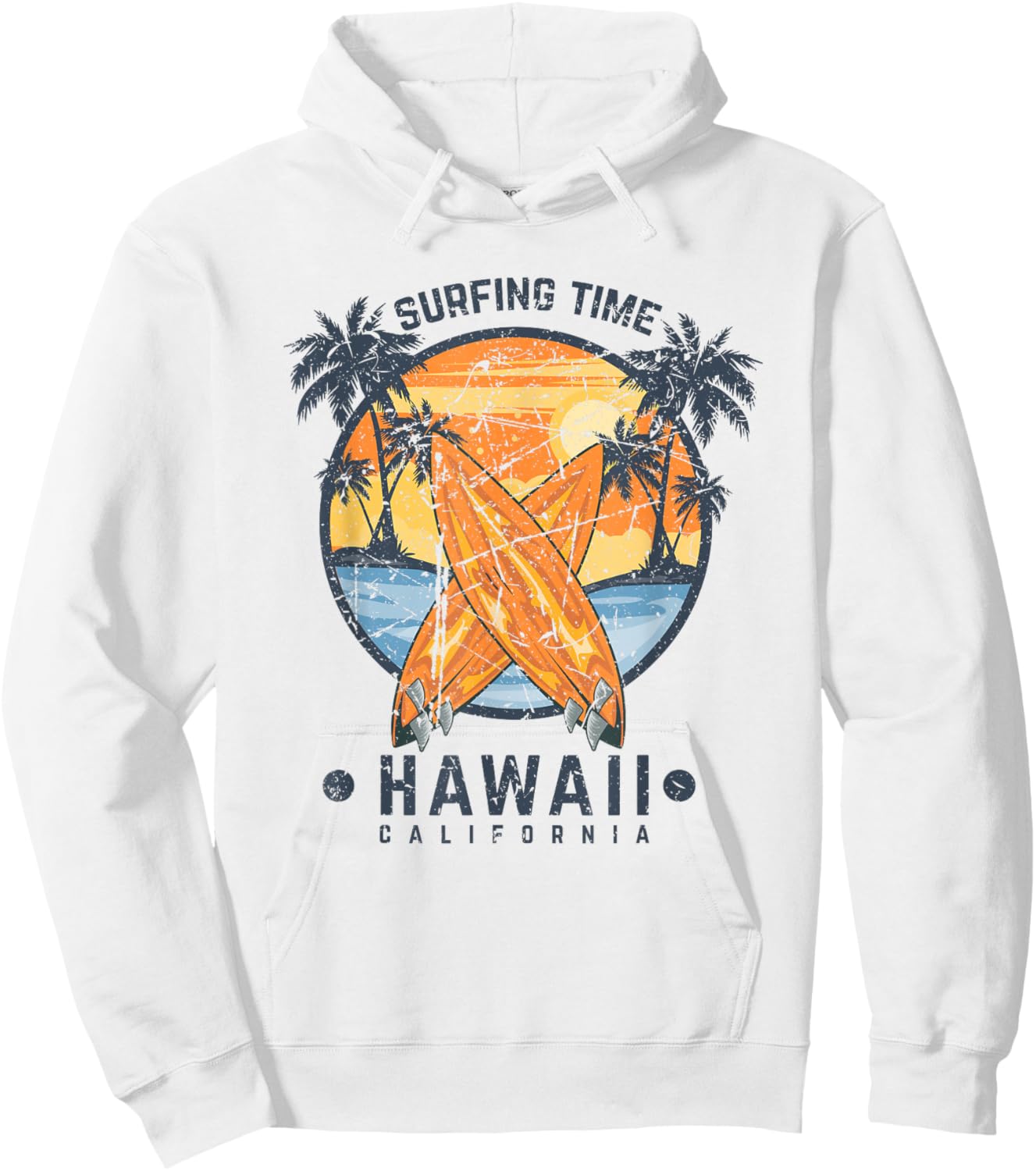 Surfing Time Hawaii California Beach Retro Vintage Hawaiian Women Girls Kids Hoodie - Hoodie | White
