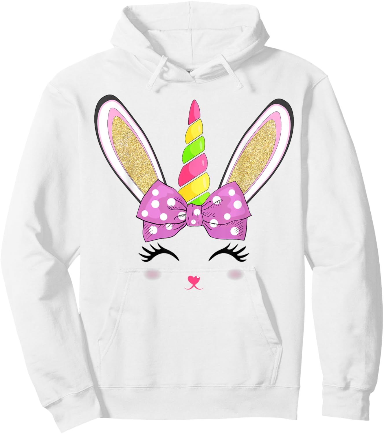 Cute Easter Bunny Face Girls Kids Hoodie - Hoodie | White