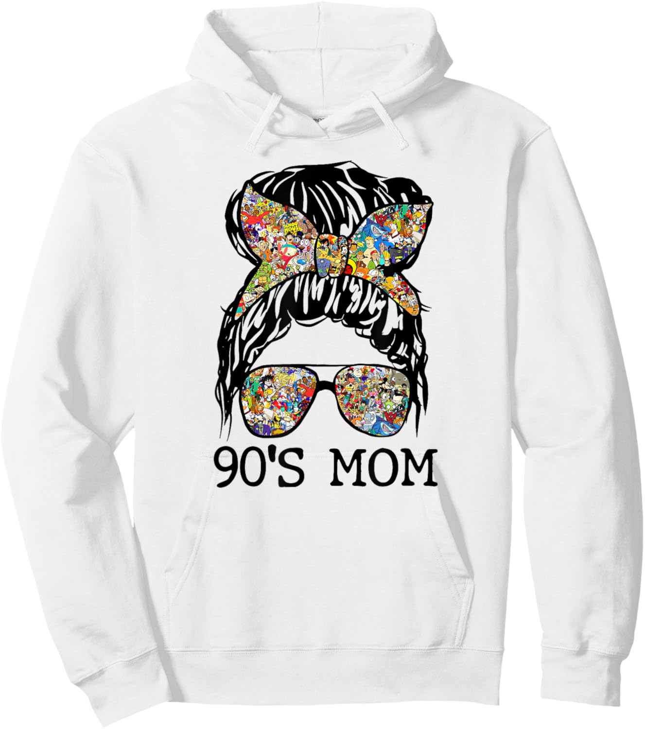 90's Mom Mama Momlife Mother's Day Present Mommy Messy Bun Hoodie - Hoodie | White