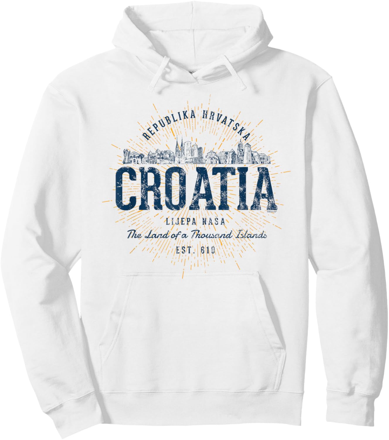 Vintage Croatia Retro Hoodie - Hoodie | White