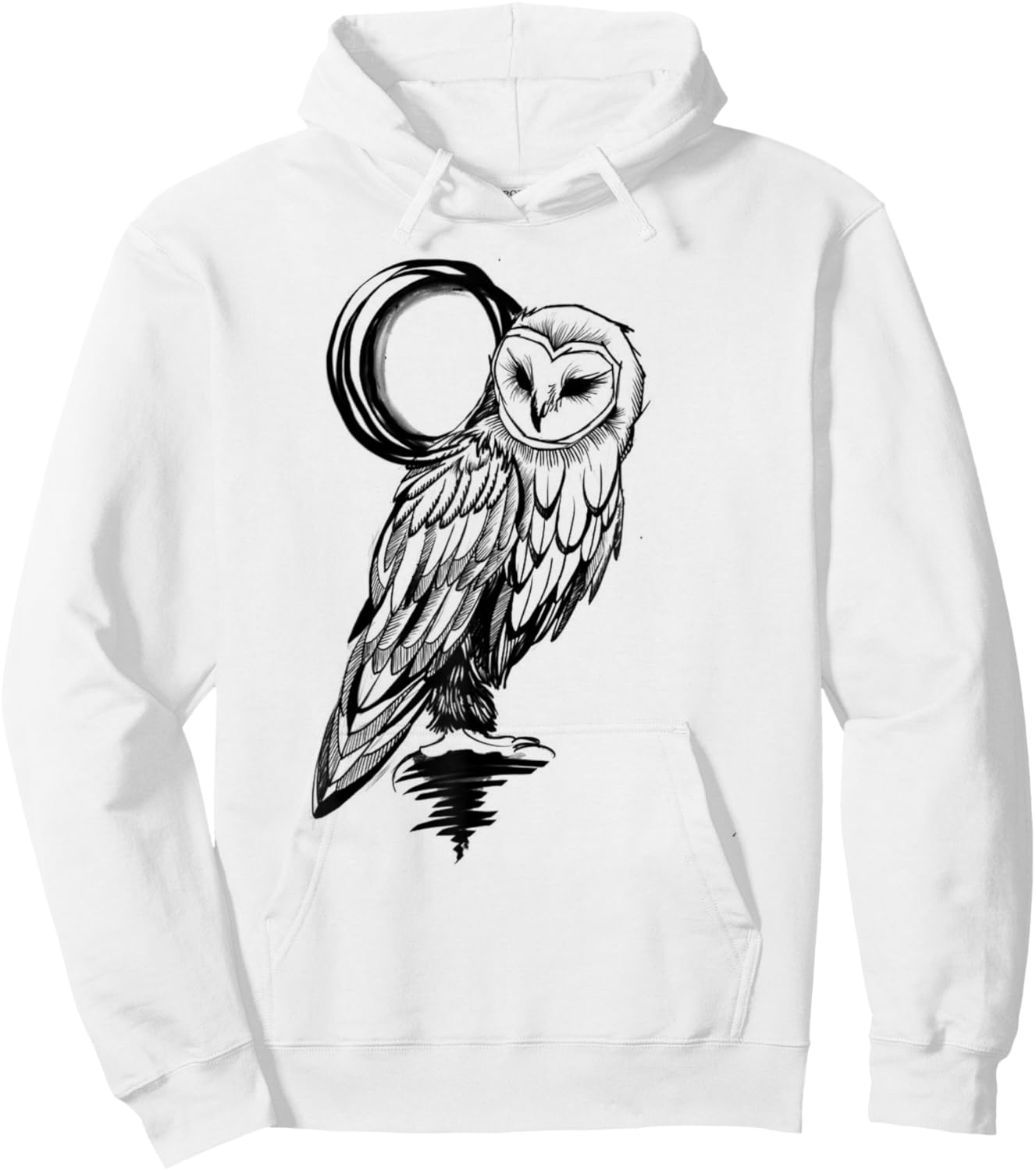 Owl motif shirt, owl black and white print, Barn Owl Hoodie - Hoodie | White
