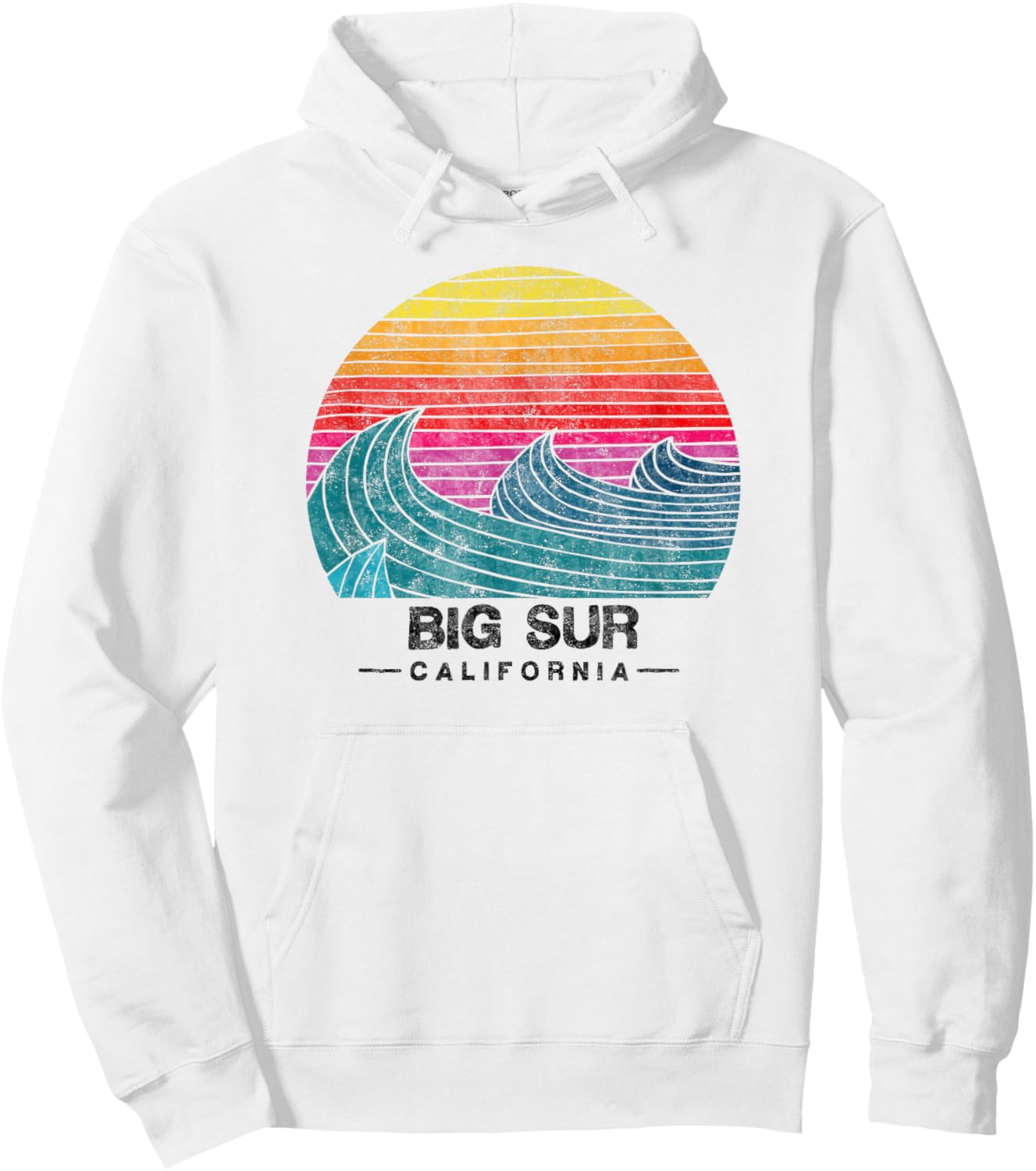 Big Sur Surfing Waves Beach Retro Cali Sunset Surf Hoodie - Hoodie | White