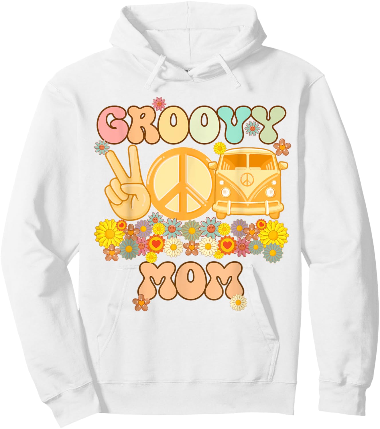 Groovy Mom Retro Matching Family Baby Shower Mother's Day Hoodie - Hoodie | White