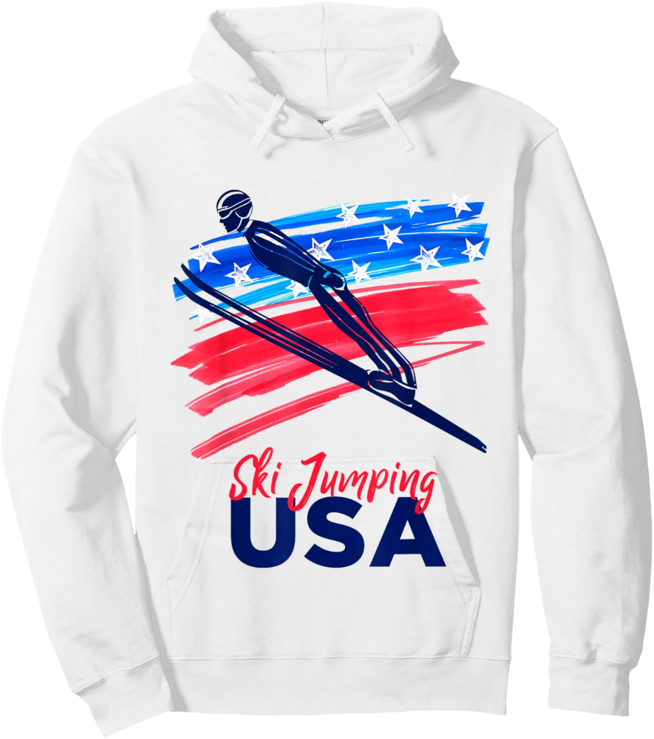 Ski Jumping USA Support the Team USA Flag Hill Jump Kids Men Hoodie - Hoodie | White