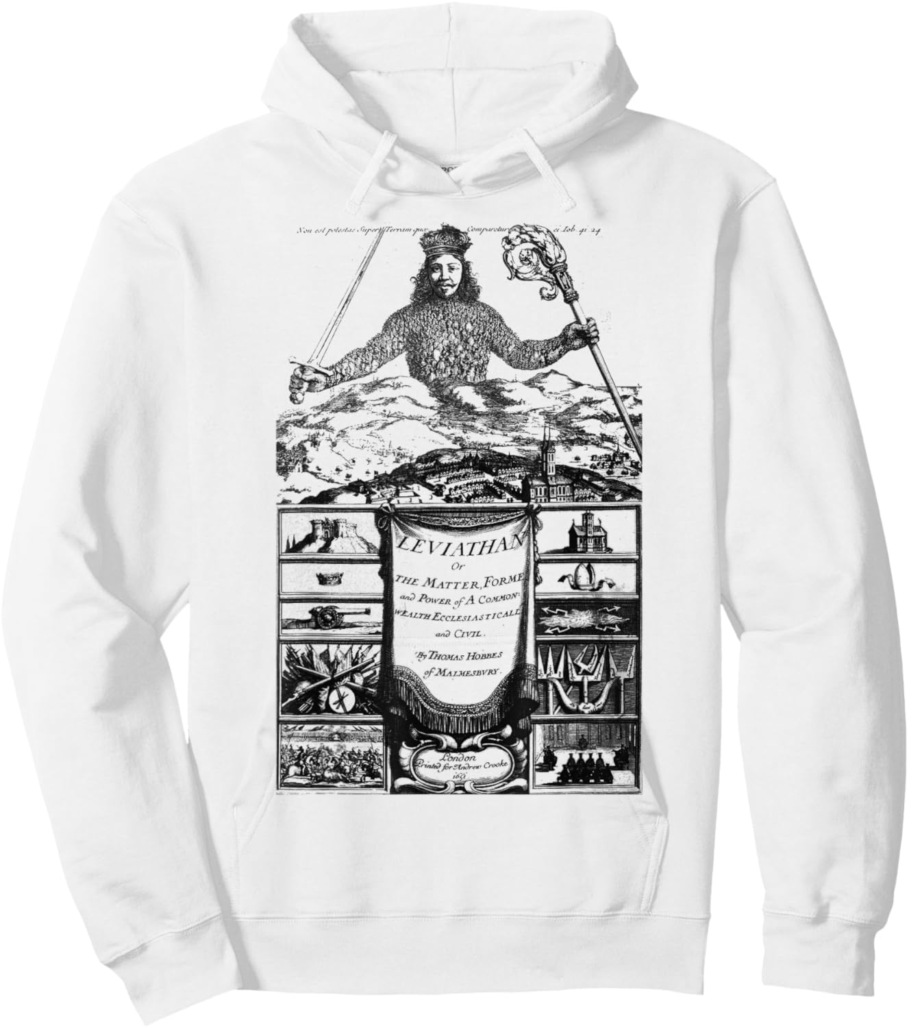 Leviathan Thomas Hobbes Vintage Title Page Book Cover Hoodie - Hoodie | White
