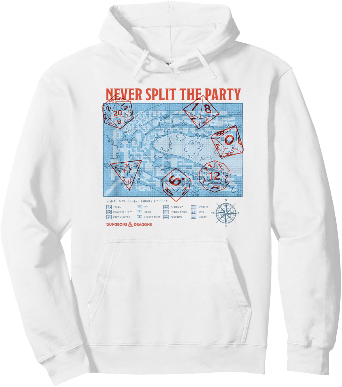 Dungeons & Dragons Never Split The Party Dice Poster Hoodie - Hoodie | White