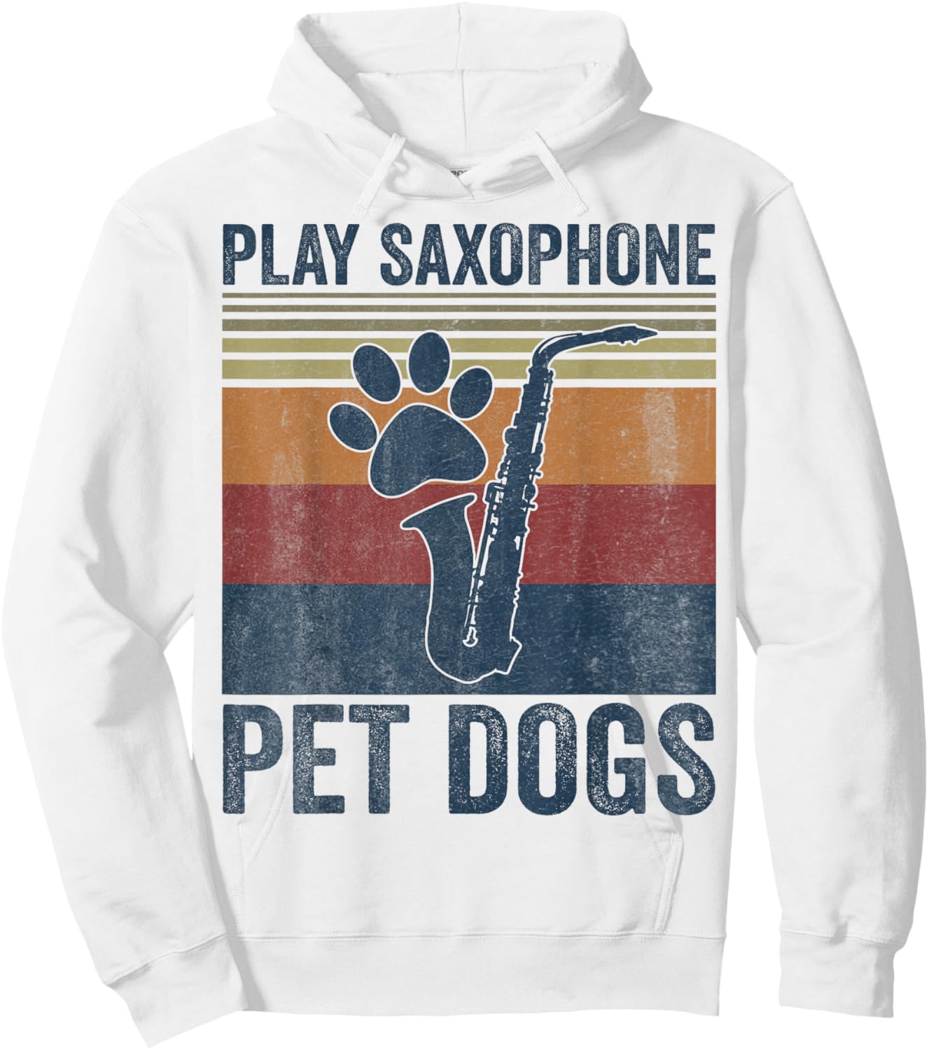 Funny Dog Lover and Saxophone Player Pet Dogs Play Saxophone Hoodie - Hoodie | White