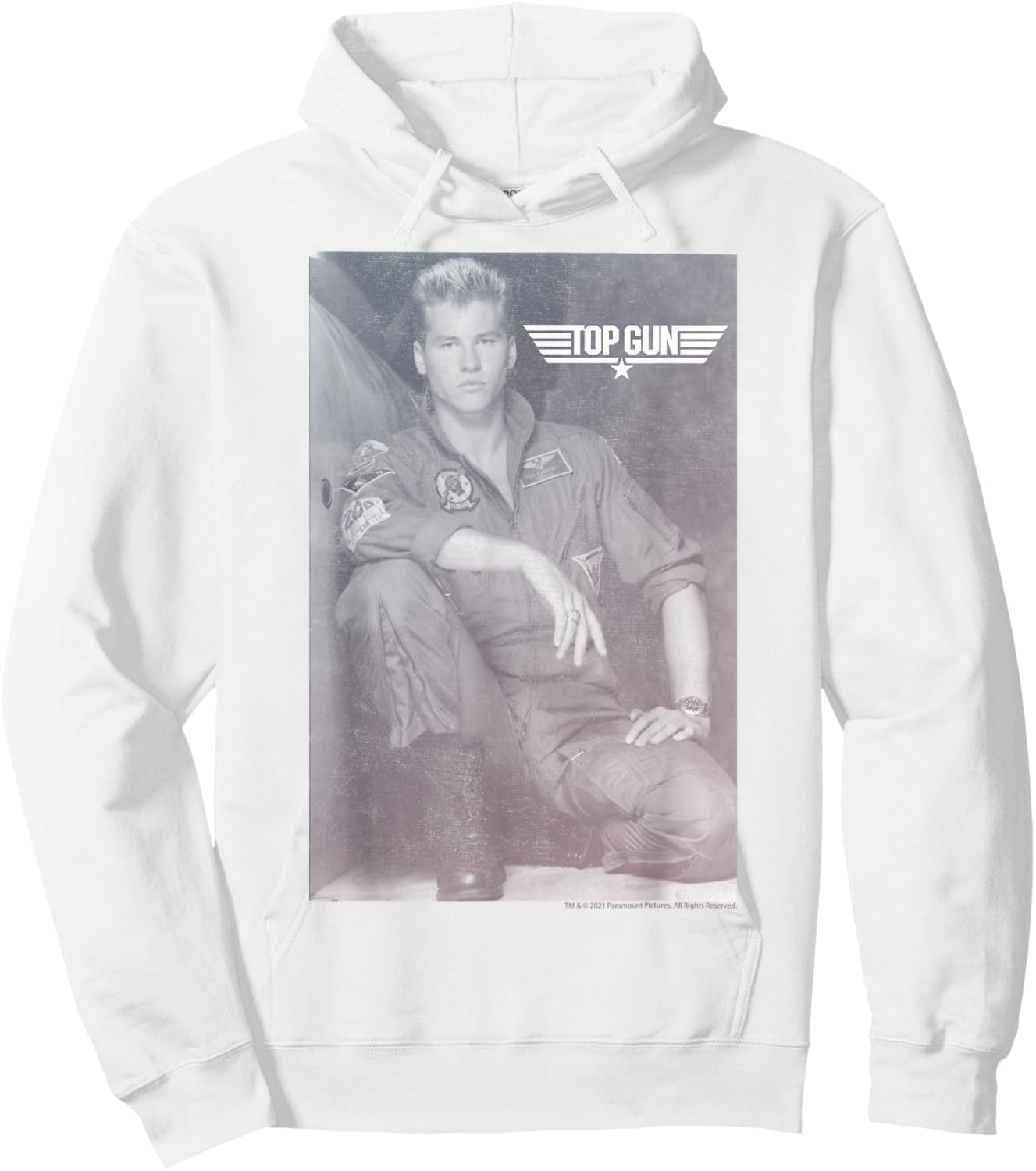 Top Gun Lt. Tom 'Iceman' Kazansky Black & White Poster Hoodie - Hoodie | White