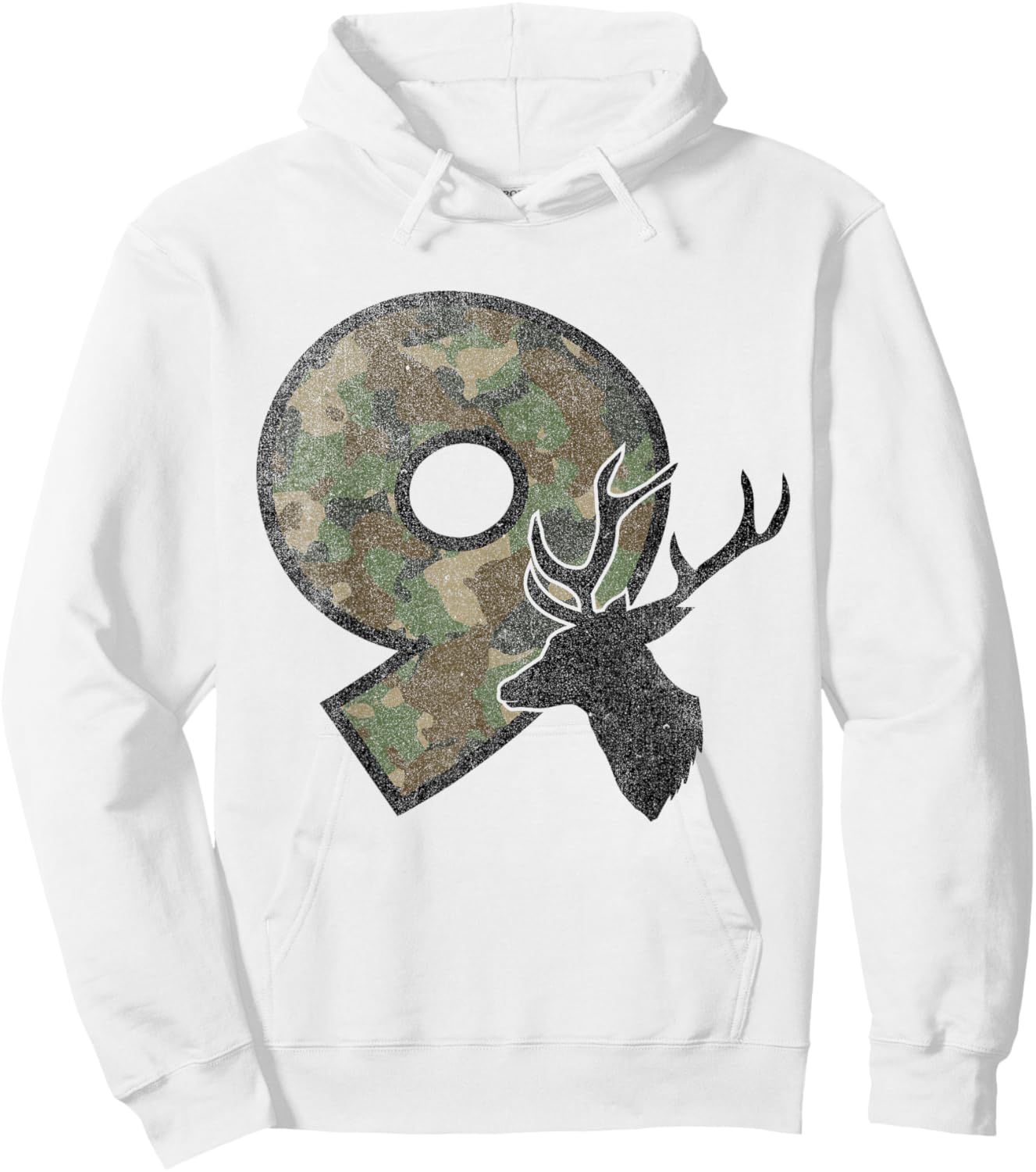 9 Nine Year Old Boy Ninth Birthday Country Camo Deer Hunter Hoodie - Hoodie | White