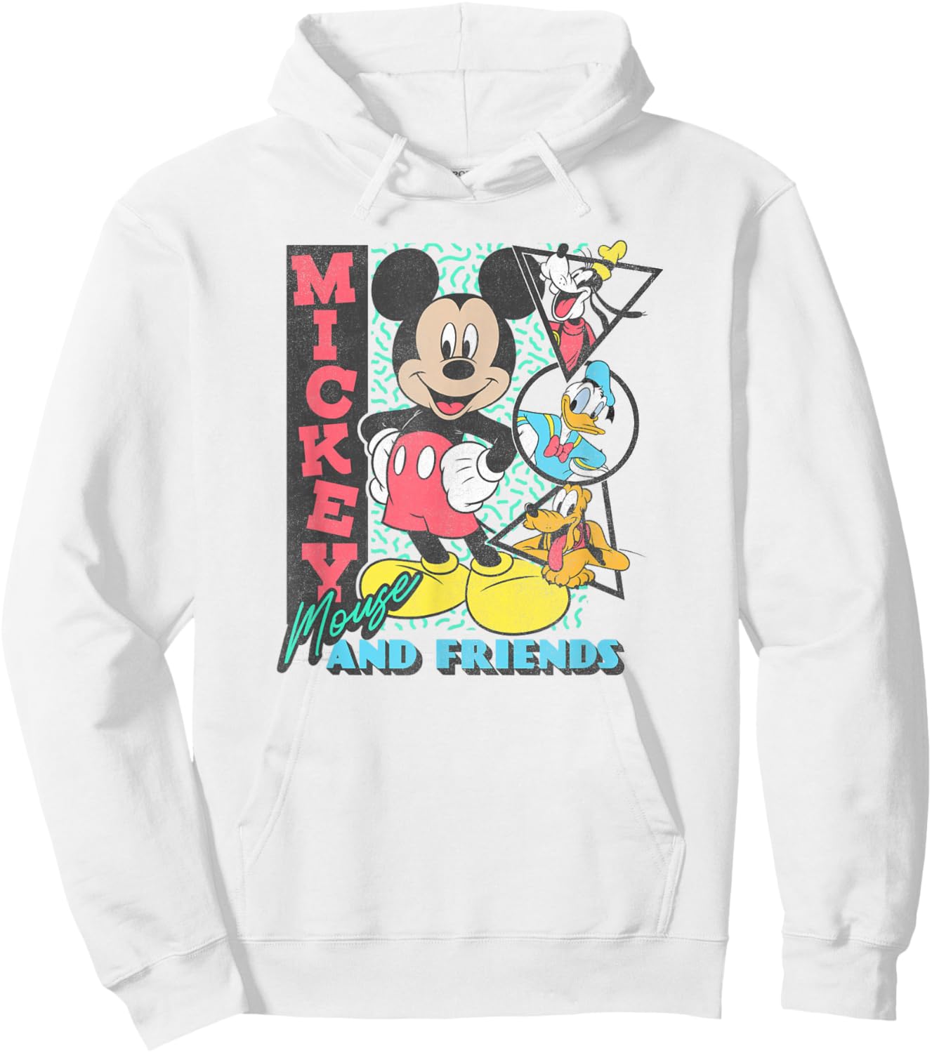 Disney Mickey & Friends Retro 90's Group Poster Hoodie - Hoodie | White