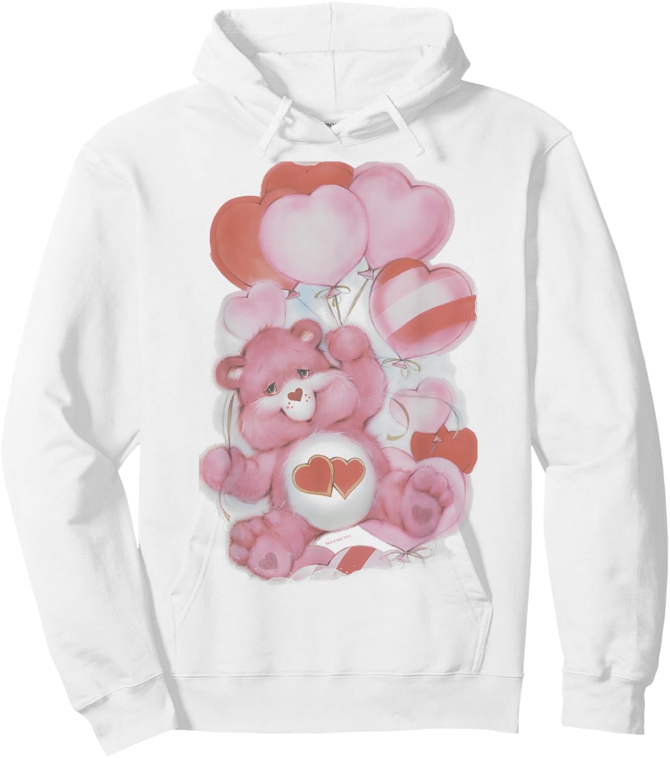 Care Bears Valentine's Day Love-a-Lot Bear Watercolor Hearts Hoodie - Hoodie | White