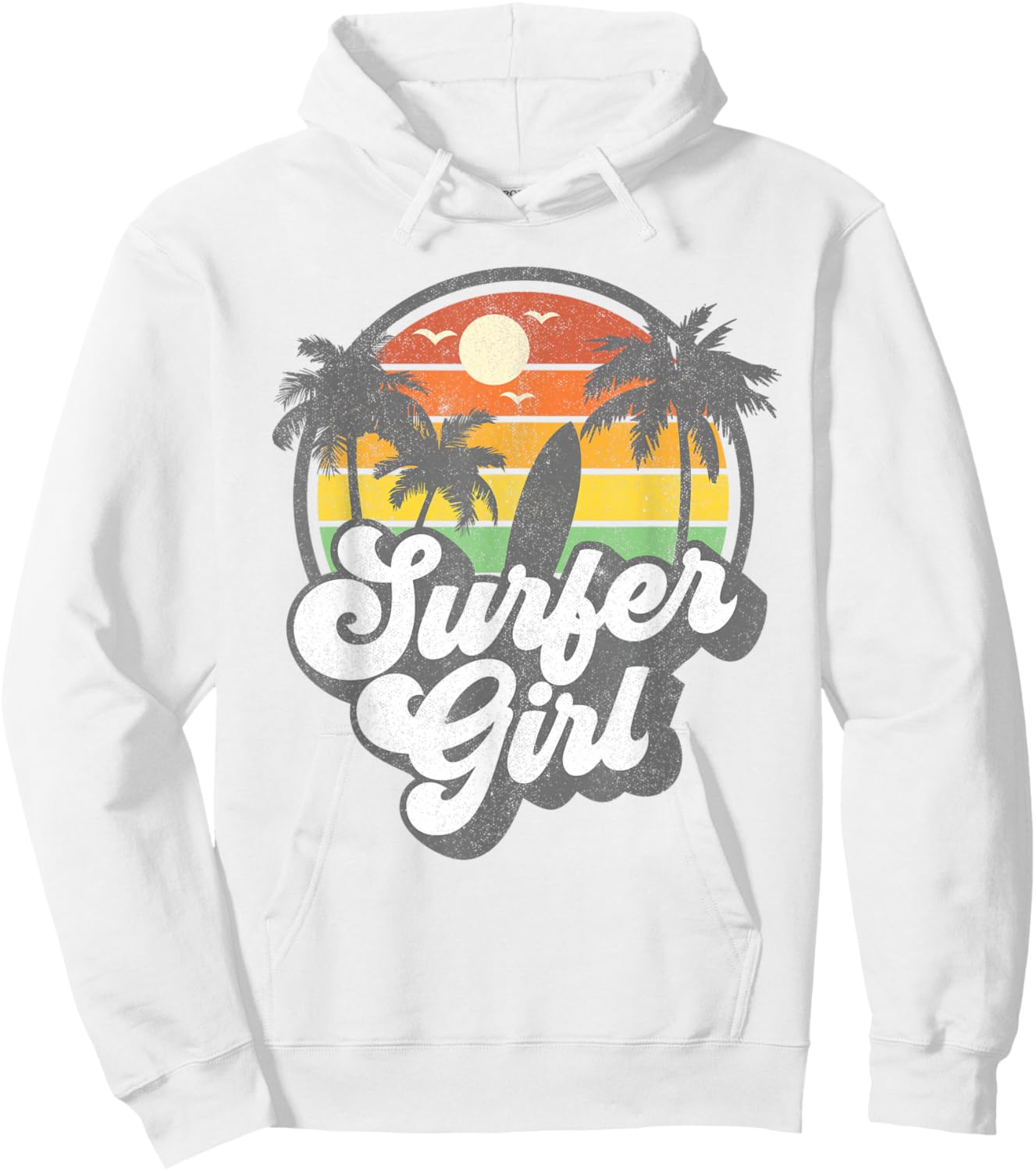 Surfer Girl Beach Retro 70s Vintage Surfing Vacation Gift Hoodie - Hoodie | White