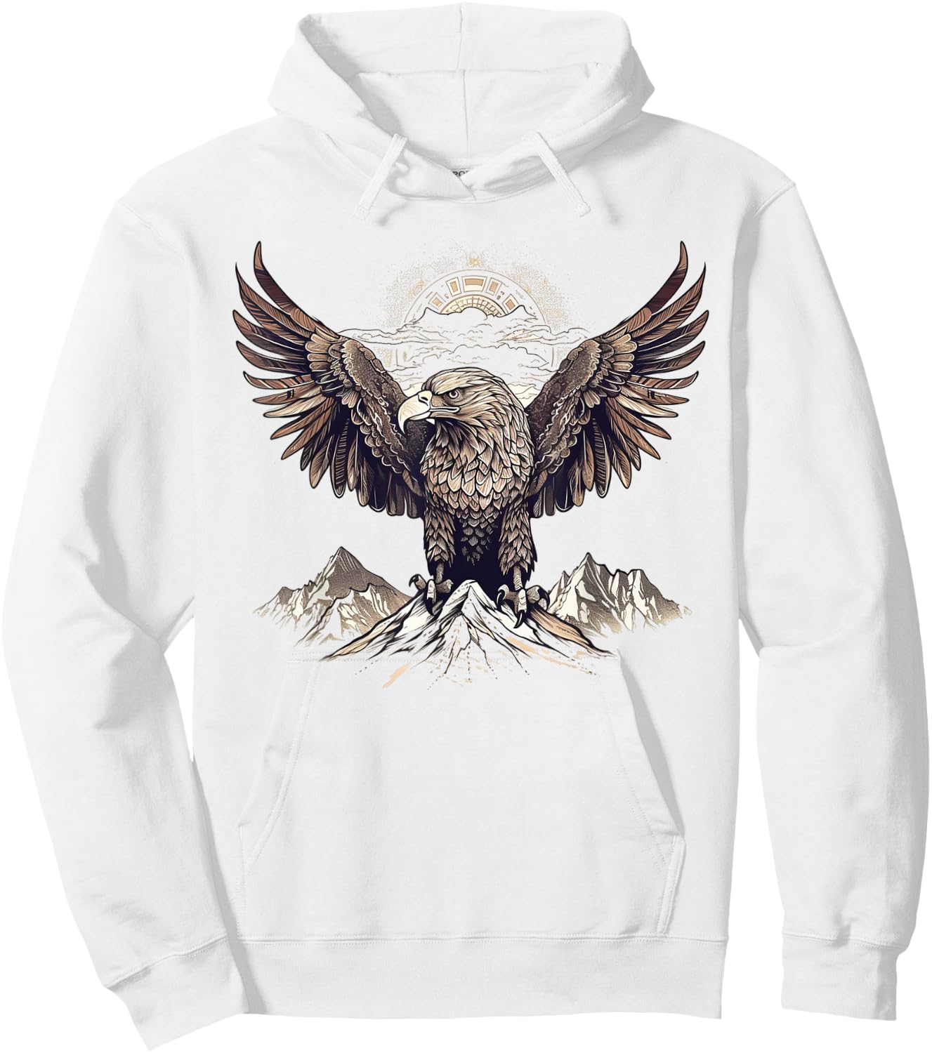 Eagle Artwork | Animal Bird Motif Eagle Hoodie - Hoodie | White