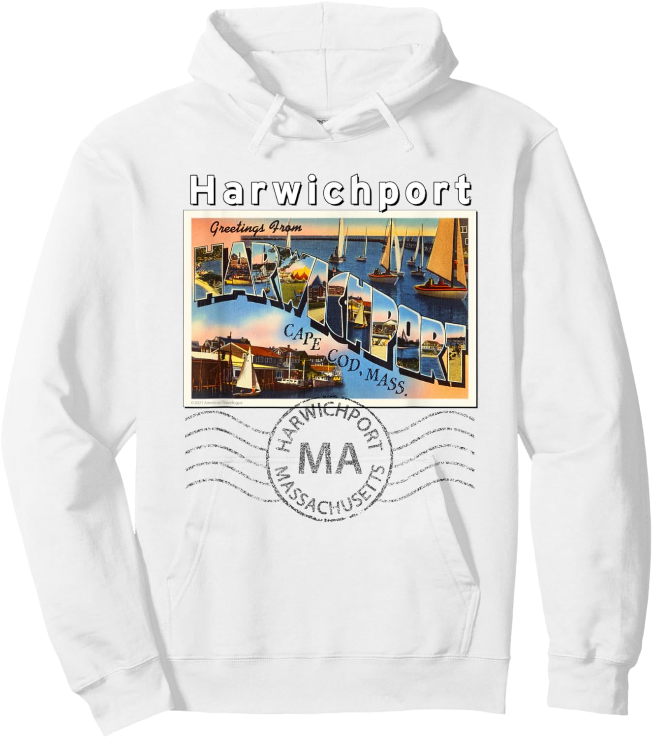 Harwichport Massachusetts MA Postcard 2 Postmarked Hoodie - Hoodie | White