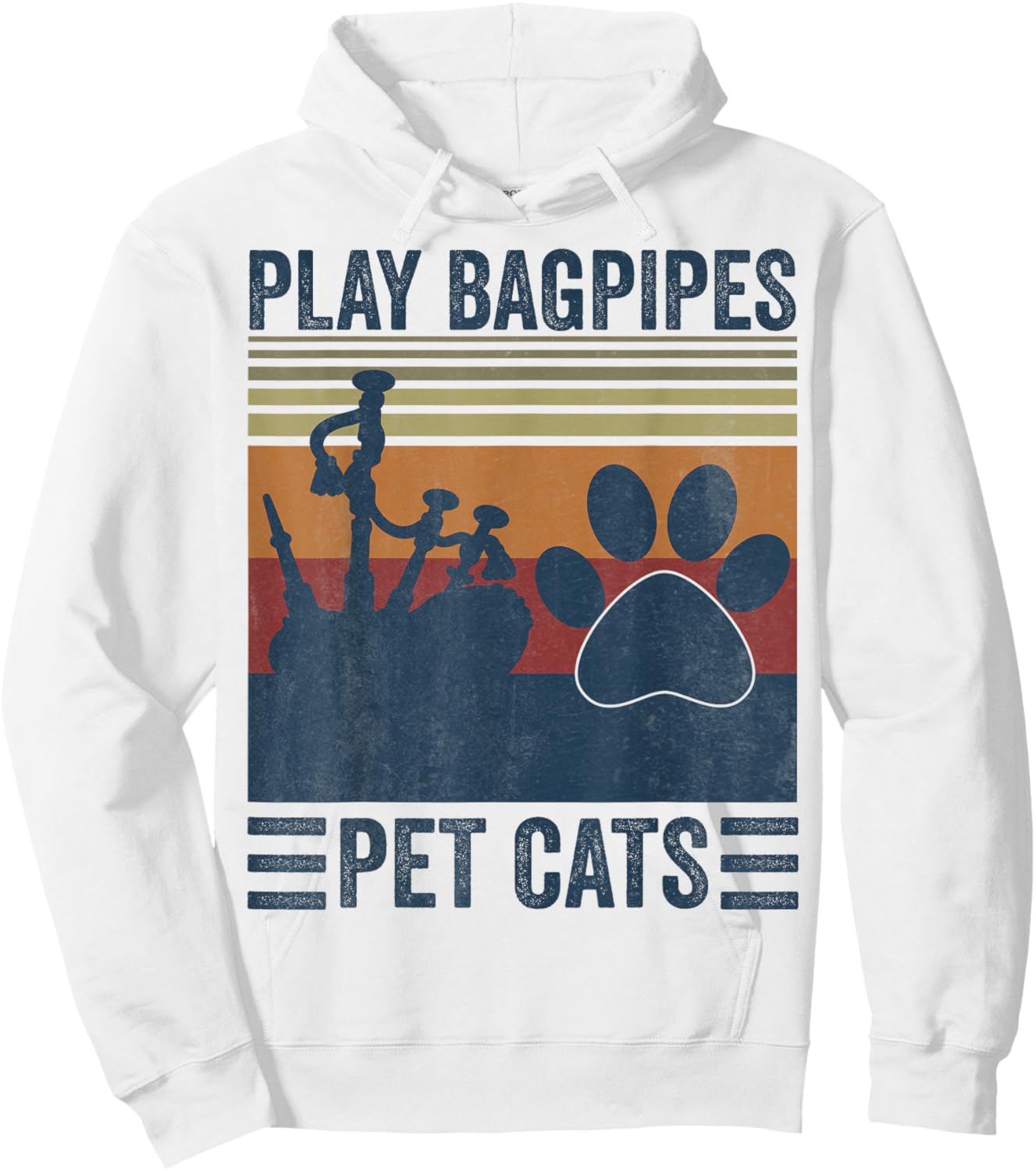 Funny Cat lover and Bagpipe Player - Pet Cats Play Bagpipes Hoodie - Hoodie | White