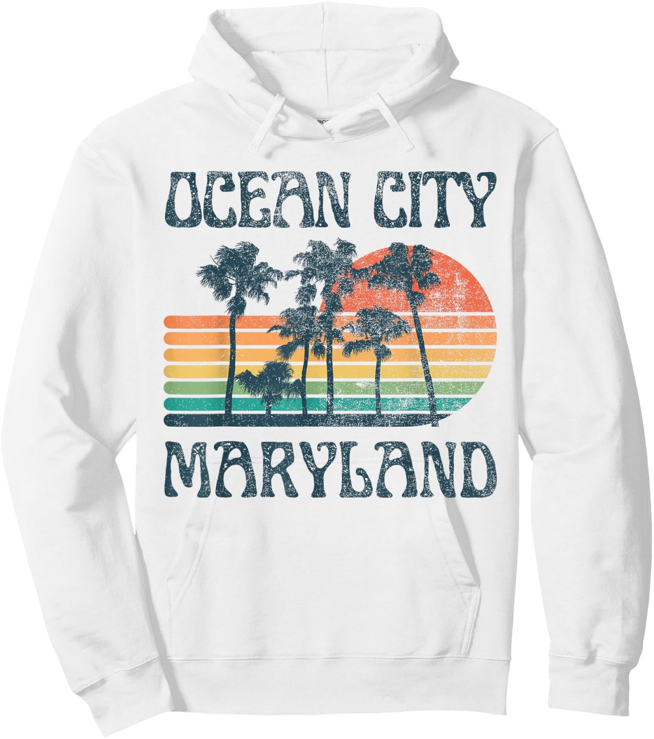 Ocean City Maryland Beach Summer Vacation Vintage Hoodie - Hoodie | White