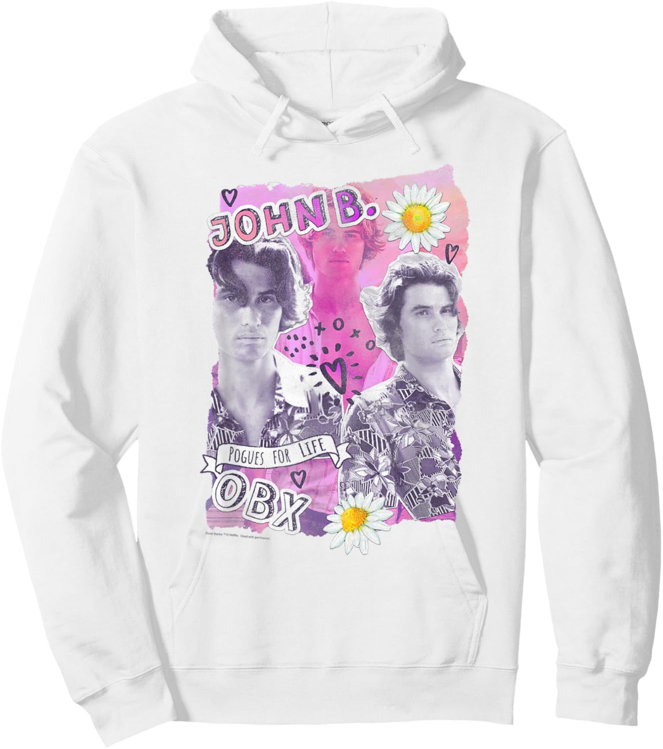 Outer Banks Valentine's Day John B. Hearts & Daisy Collage Hoodie - Hoodie | White