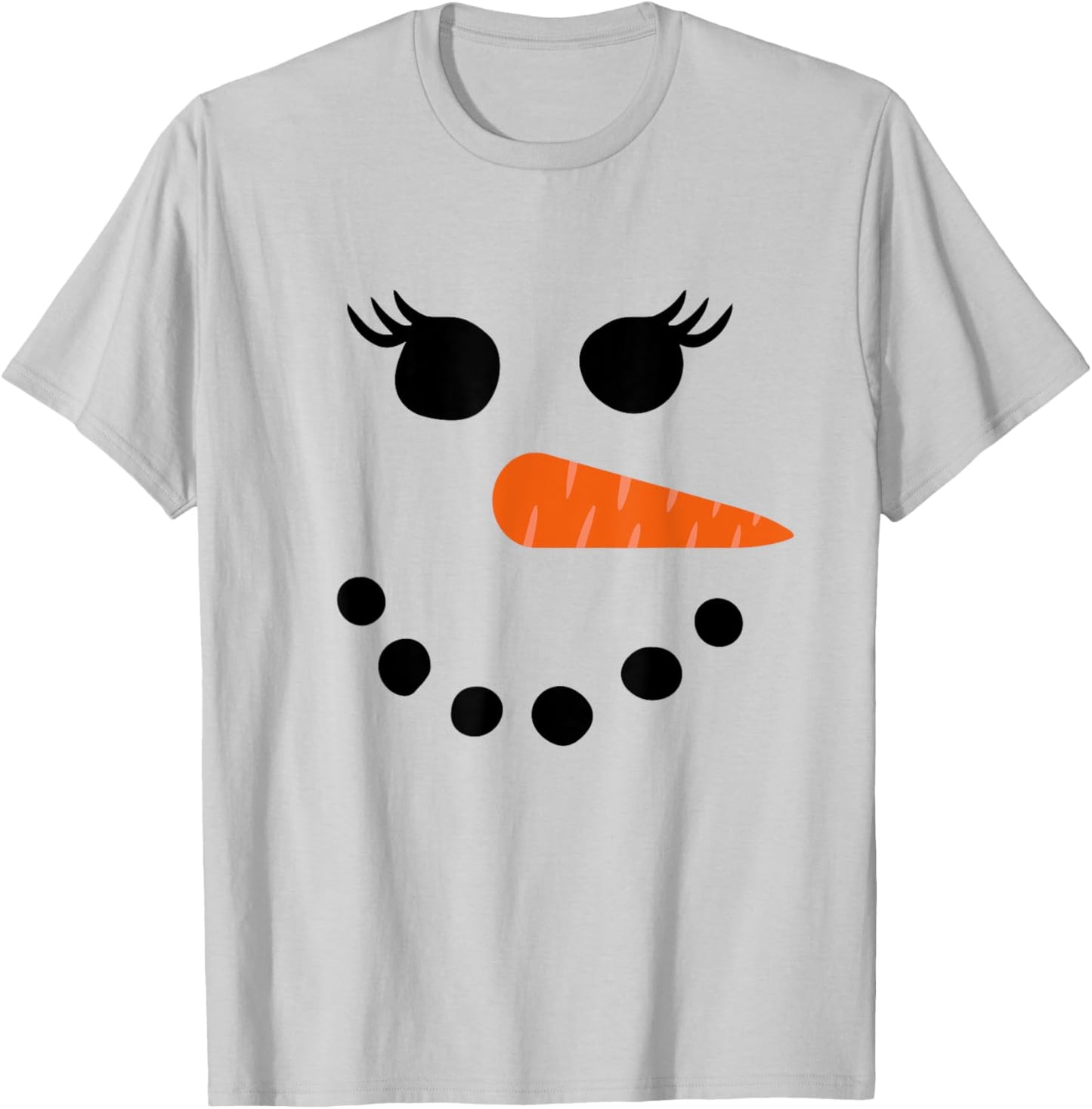 Snowman Shirt Eyelashes Glasses Christmas Winter T-Shirt - T-Shirt | Ash